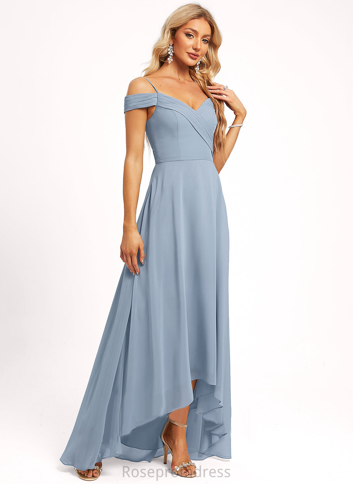 Sleeveless SpaghettiStraps Silhouette Straps&Sleeves Fabric FullyLined Length A-line Asymmetrical Riya Straps A-Line/Princess Bridesmaid Dresses