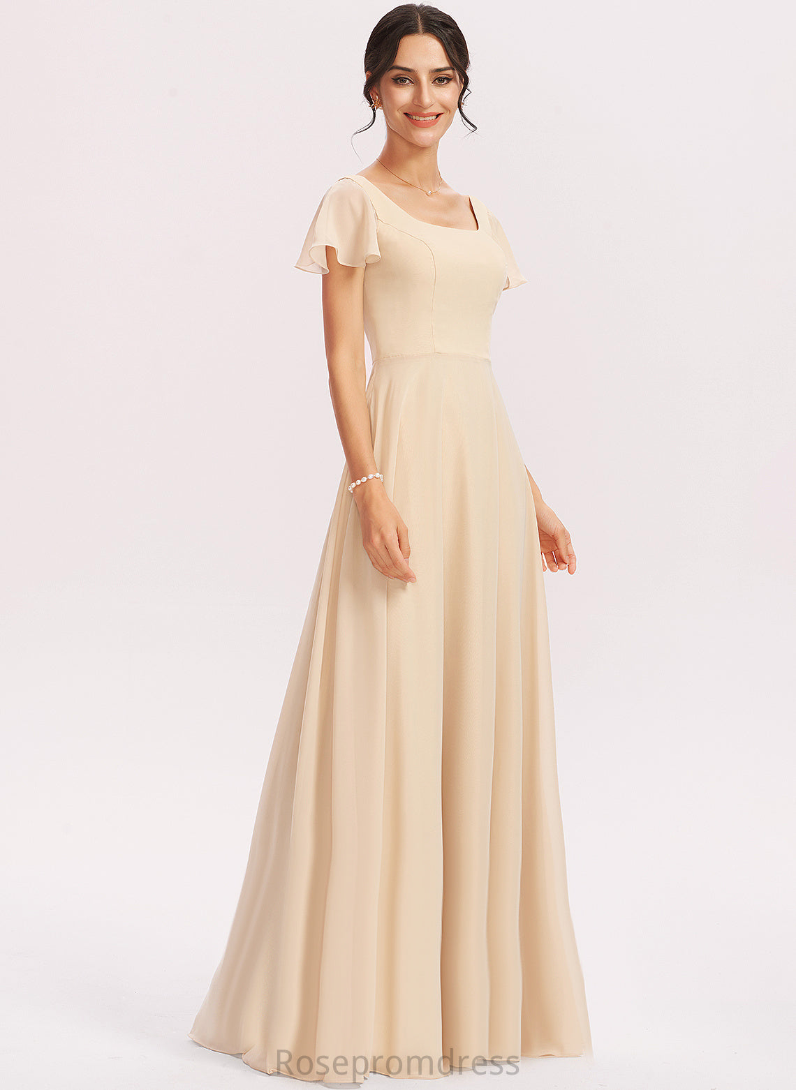 Fabric Length Floor-Length Silhouette Square Straps&Sleeves A-line Neckline Peggie Natural Waist Floor Length A-Line/Princess Bridesmaid Dresses