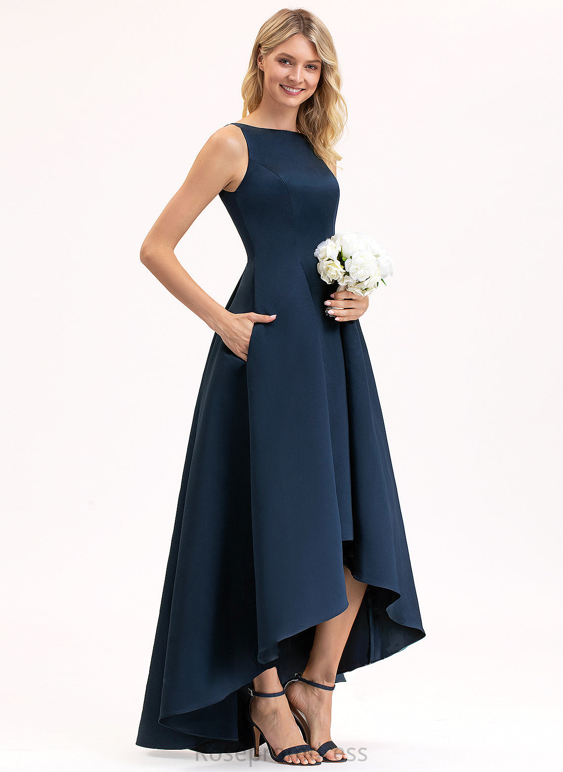 Length Silhouette Pockets A-Line Asymmetrical Fabric ScoopNeck Embellishment Neckline Ida Bridesmaid Dresses