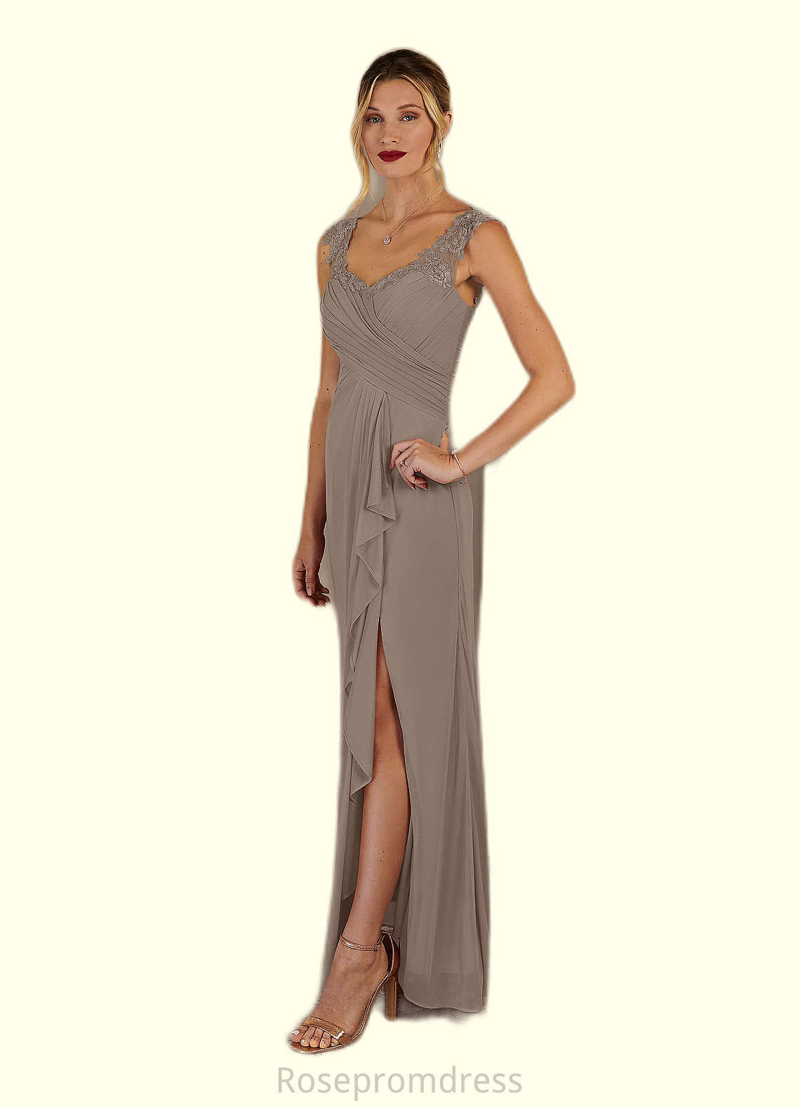 Zaria A-Line Lace Mesh Floor-Length Dress SRSP0019826