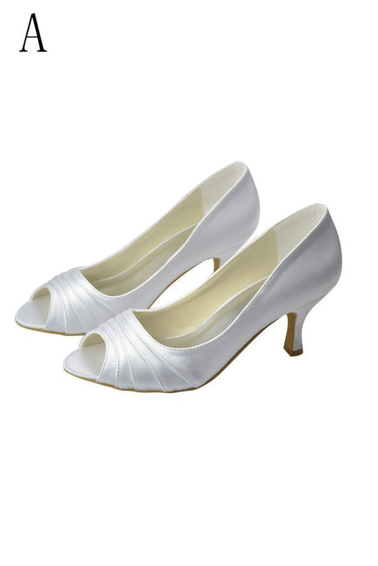 Beautiful White Peep Toe High Heel Handmade Comfy Wedding SRS11184