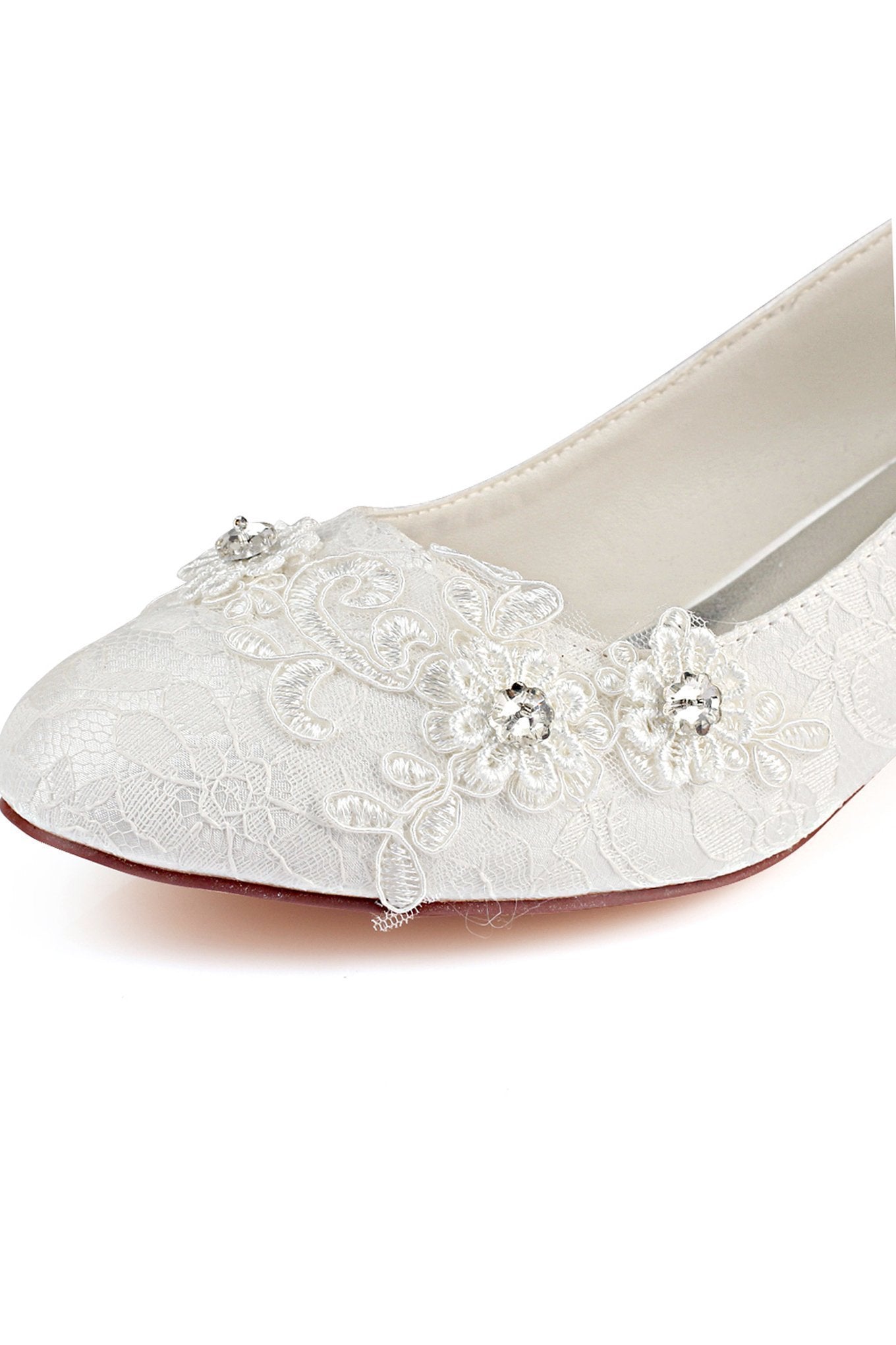 Lace White Lower Heel Evening Shoes Wedding SRS12566