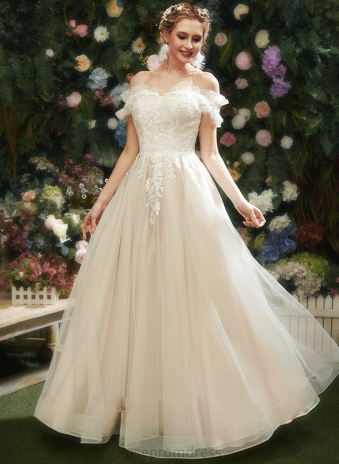 A-Line Floor-Length Lace Sweetheart Wedding Dresses Dress Sequins Wedding Alejandra With