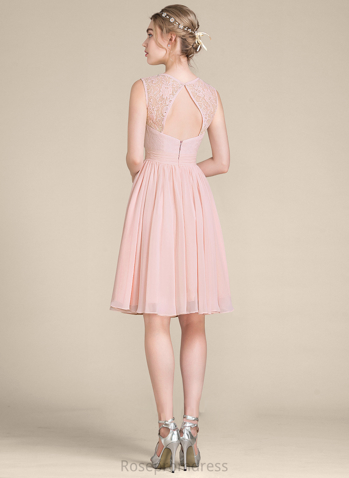 Embellishment Fabric Neckline Knee-Length A-Line Silhouette Length Ruffle ScoopNeck Kailey A-Line/Princess Sleeveless Bridesmaid Dresses