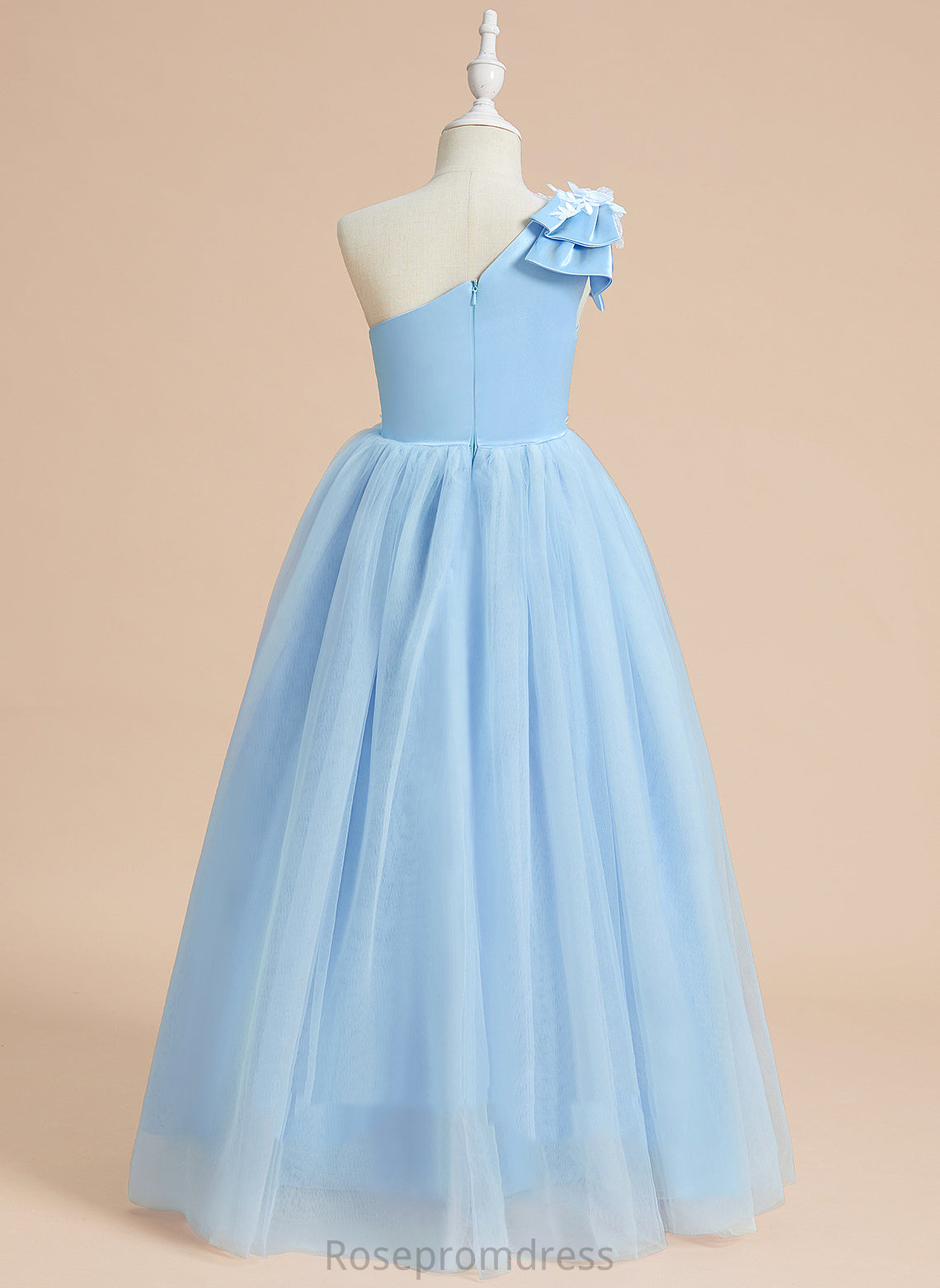 Dress Ball-Gown/Princess - Flower Girl Dresses Sleeveless Flower Girl Satin/Tulle One-Shoulder Thirza With Lace/Bow(s) Floor-length