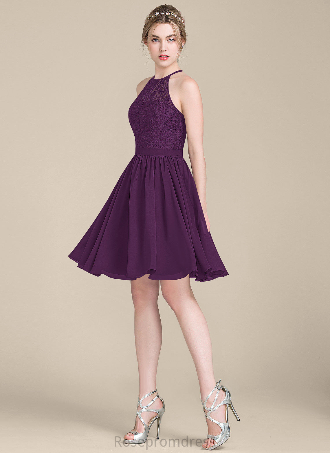 Straps ScoopNeck Neckline Knee-Length Silhouette Length A-Line Lace Fabric Karly Bridesmaid Dresses