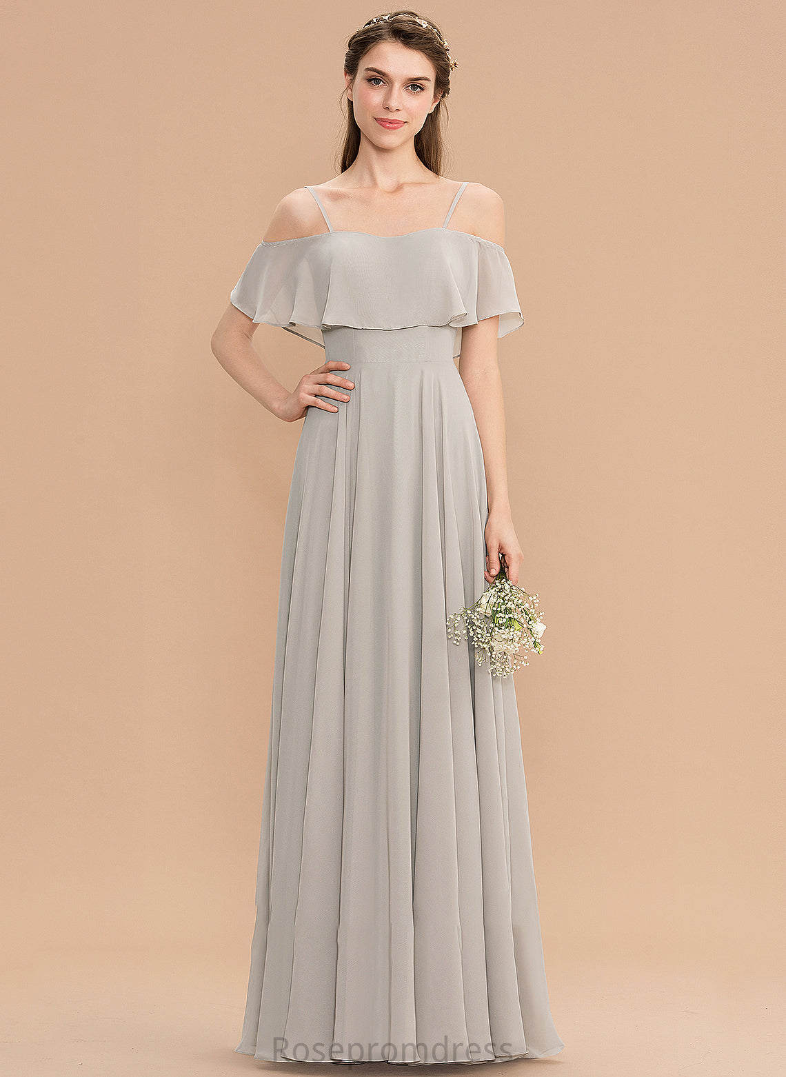 Neckline Silhouette Off-the-Shoulder Floor-Length Straps Fabric Length A-Line Melina Natural Waist A-Line/Princess Sleeveless Bridesmaid Dresses