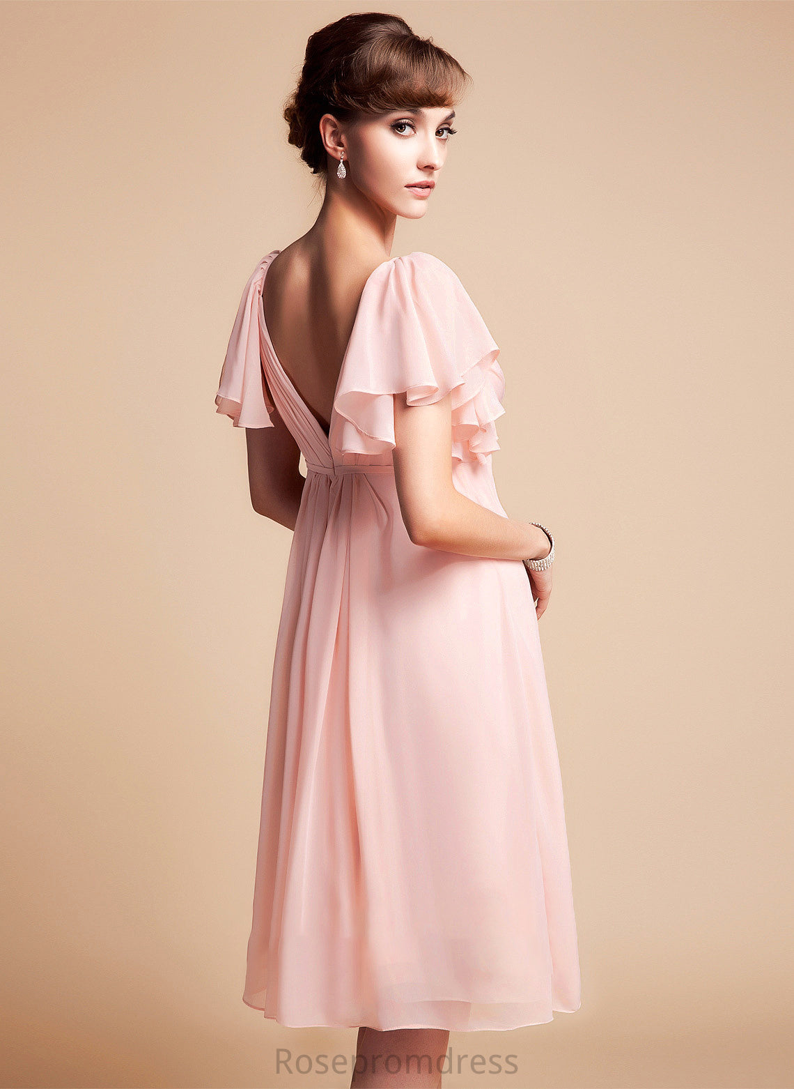 Empire Neckline Length Embellishment Fabric Silhouette CascadingRuffles Sweetheart Knee-Length Ashleigh Bridesmaid Dresses