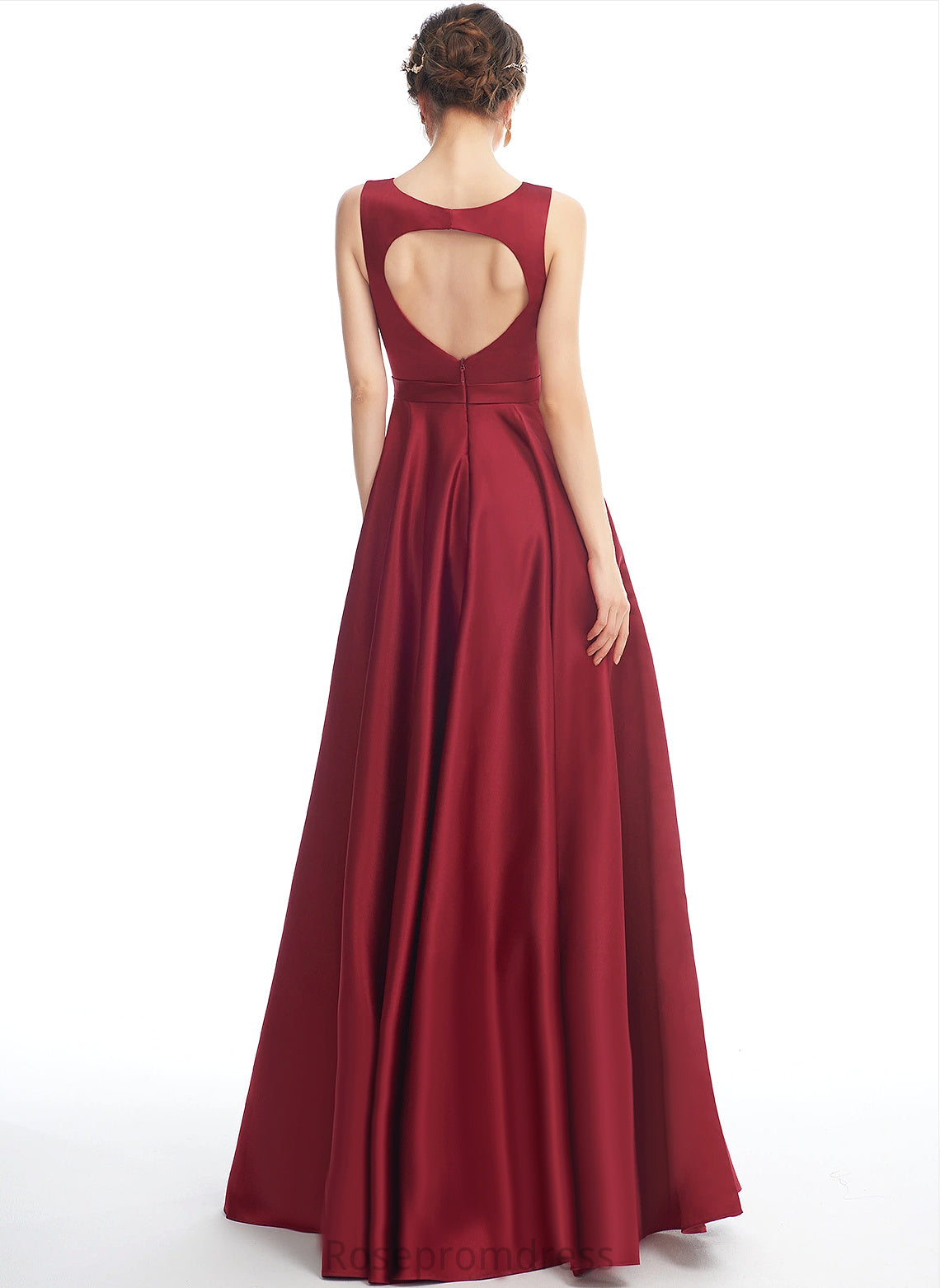 Fabric A-line Length Straps&Sleeves Silhouette Scoop Neckline Satin Floor-Length Mayra Bridesmaid Dresses