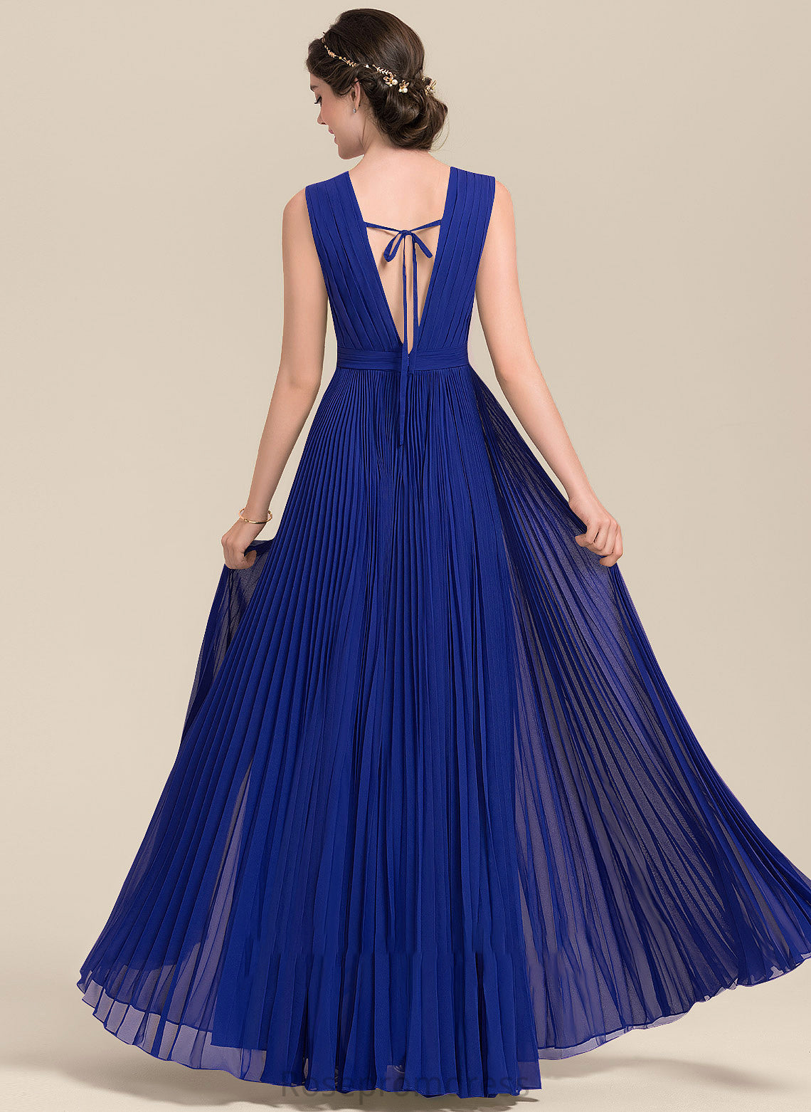 Embellishment V-neck Pleated Neckline Bow(s) Fabric Silhouette Floor-Length A-Line Length Jacey V-Neck Bridesmaid Dresses