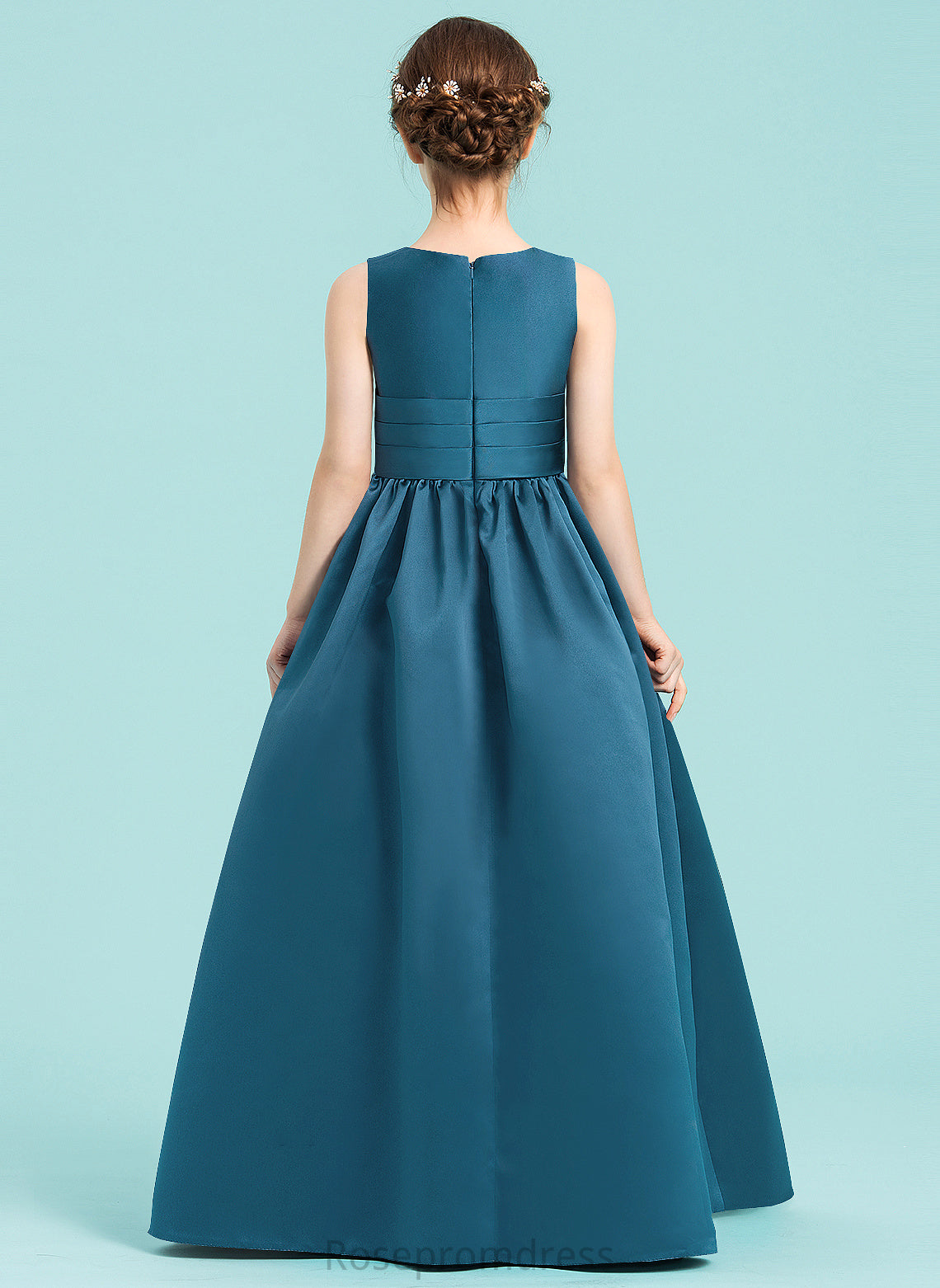 Floor-Length V-neck Chaya Junior Bridesmaid Dresses Satin With Ruffle Ball-Gown/Princess