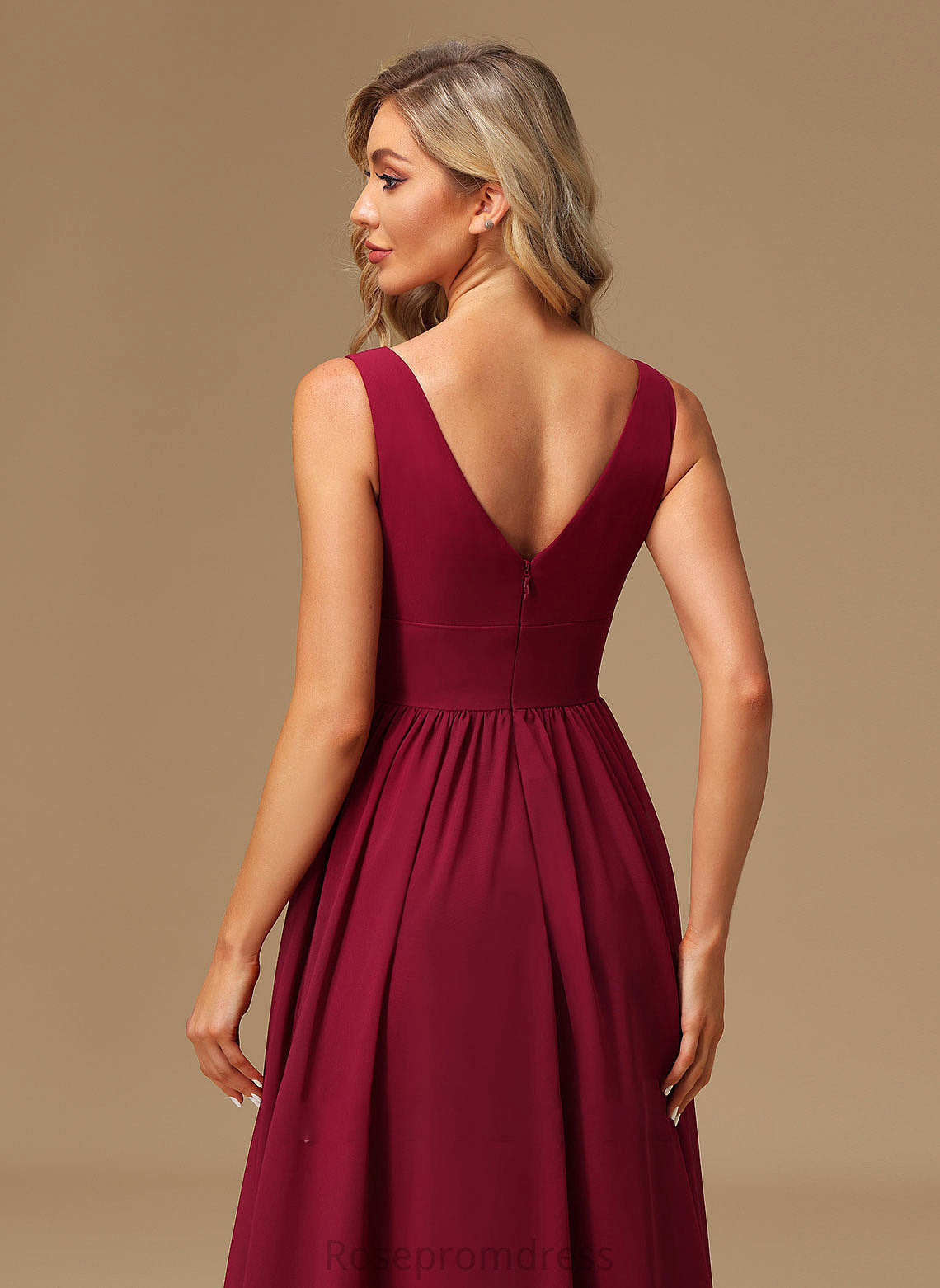 A-Line Silhouette Floor-Length V-neck SplitFront Length Neckline Embellishment Fabric Cloe Floor Length Natural Waist Bridesmaid Dresses