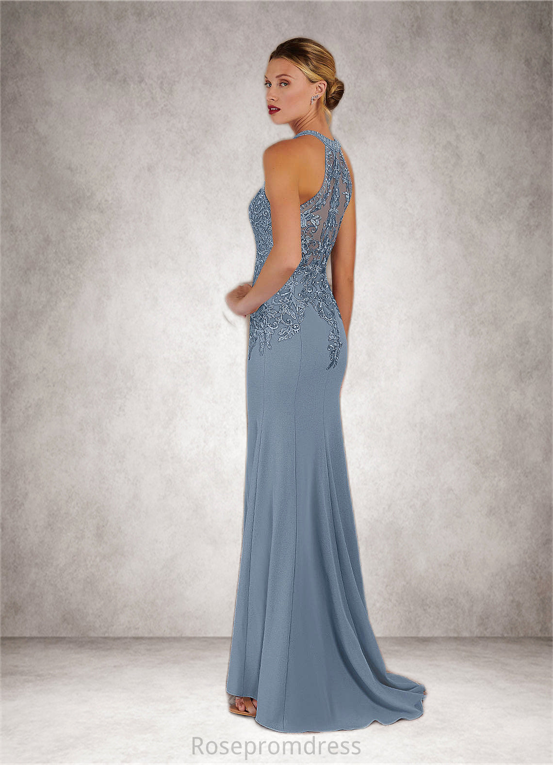 Mollie Mermaid Sequins Stretch Crepe Sweep train Dress SRSP0019825
