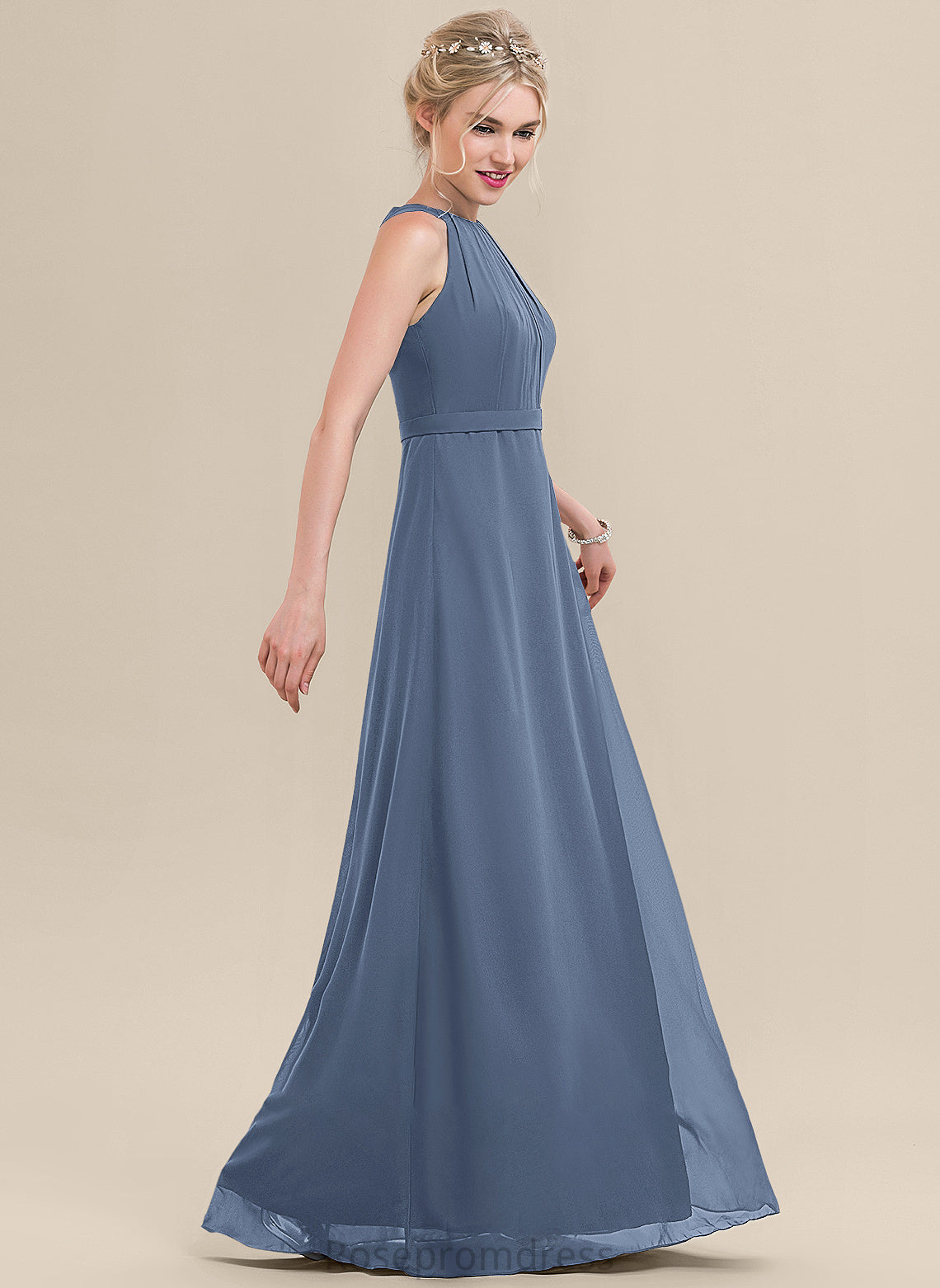 Embellishment Silhouette Length Floor-Length ScoopNeck Neckline A-Line Ruffle Fabric Kaitlyn Scoop Sleeveless Bridesmaid Dresses