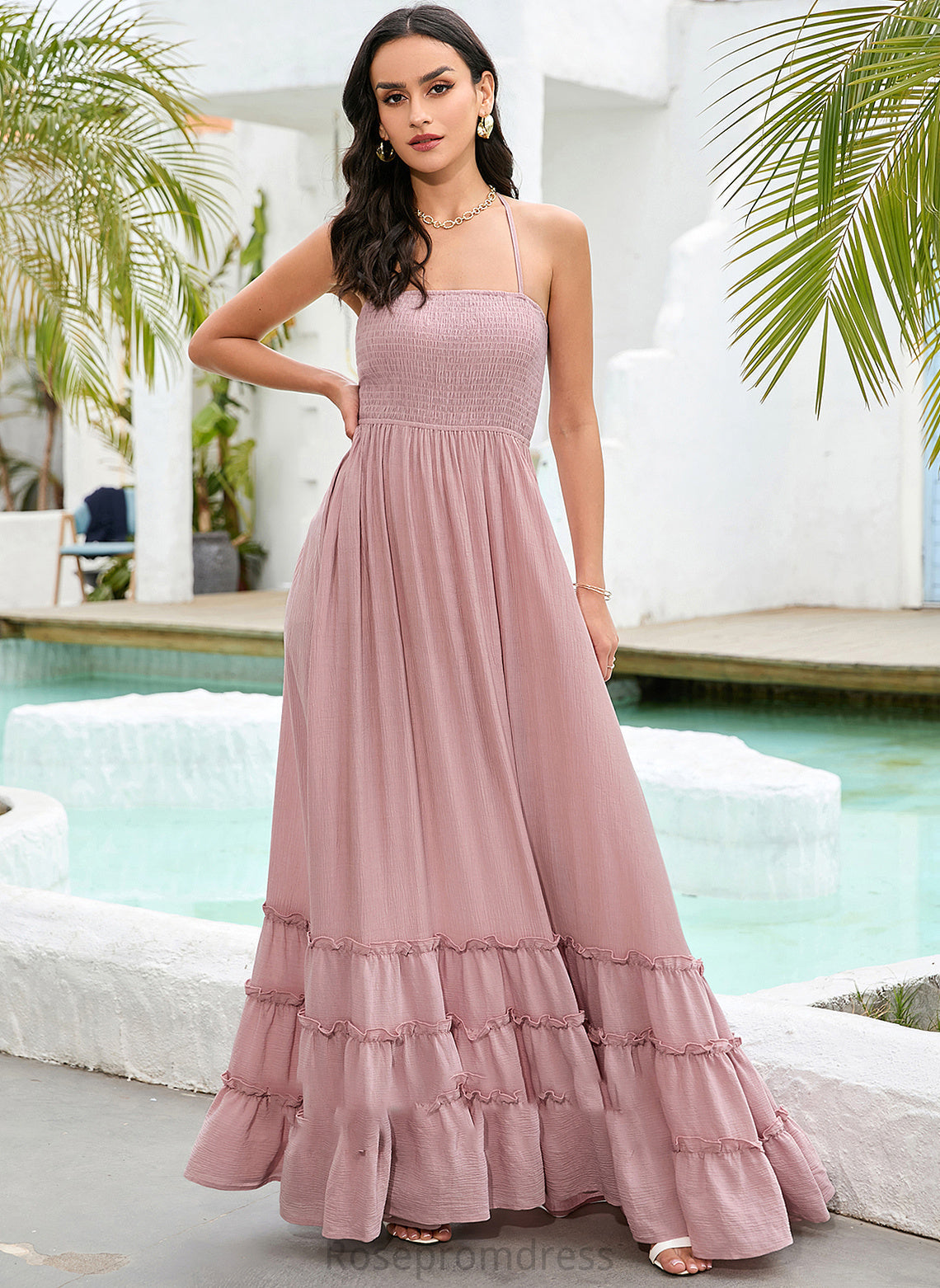 Neckline Silhouette Polyester Fabric Straps SquareNeckline A-Line Length Floor-Length Marian Floor Length Natural Waist Bridesmaid Dresses