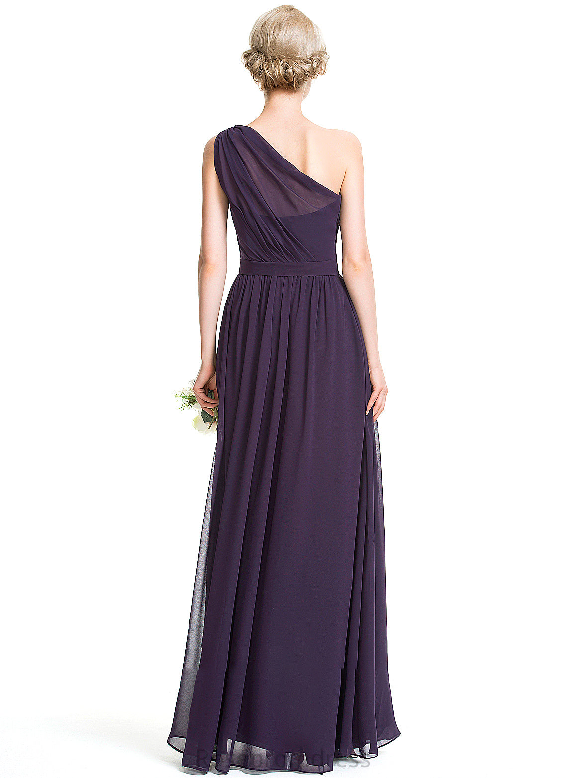 Silhouette Floor-Length Ruffle Embellishment One-Shoulder Neckline Fabric A-Line Length Lori Bridesmaid Dresses