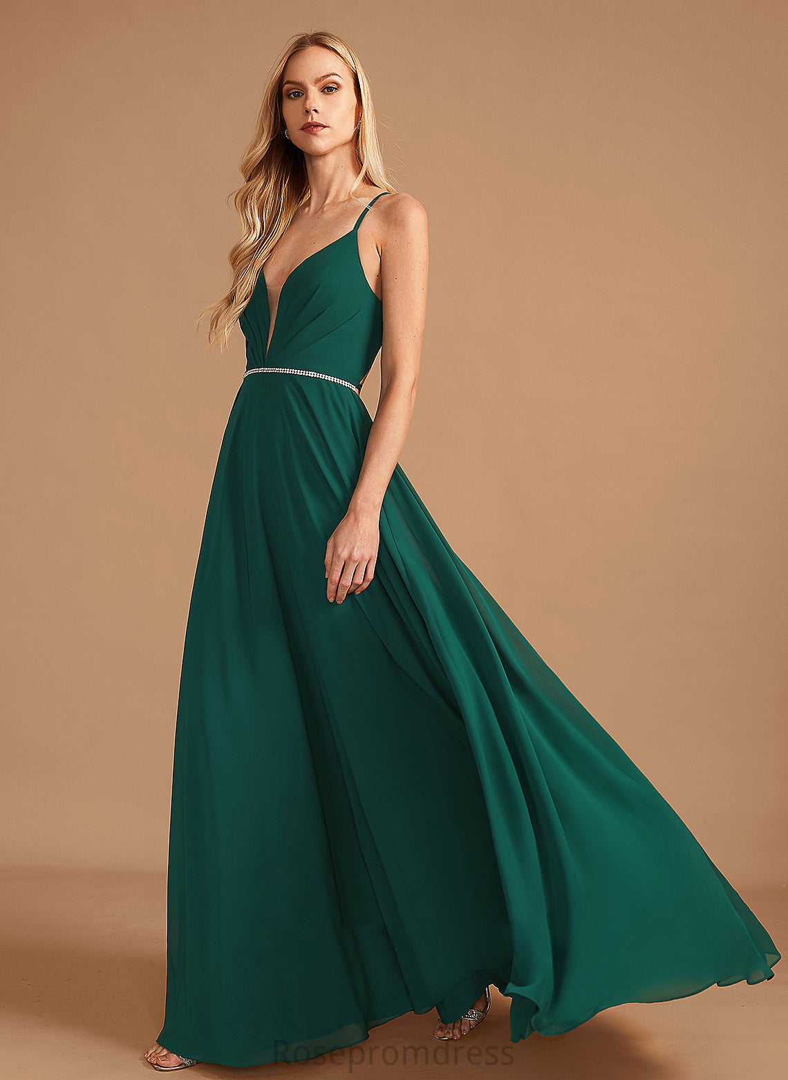 A-Line Floor-Length Neckline Silhouette Beading Fabric Embellishment Length V-neck Isabella Floor Length Sleeveless Bridesmaid Dresses