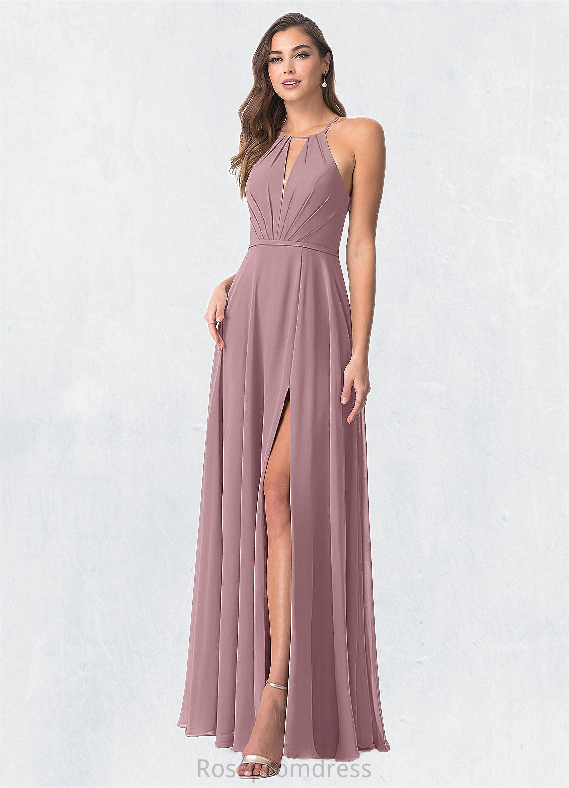 Serenity A-Line Pleated Chiffon Floor-Length Dress SRSP0019598