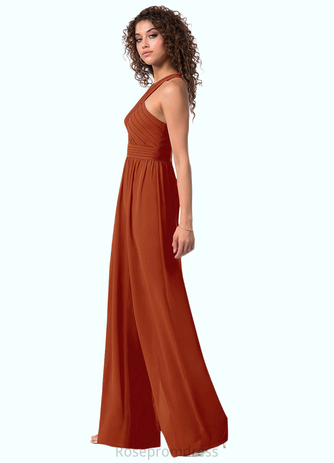 Julie Pleated Chiffon Jumpsuit Paprika Dress SRSP0019654