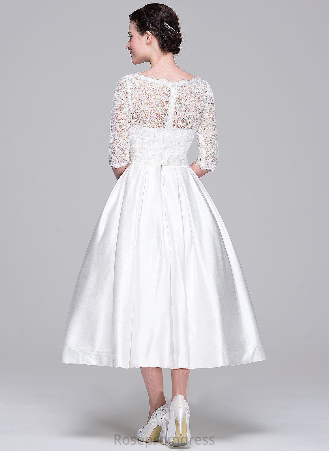 Satin Arely With Wedding Dresses Pockets Ball-Gown/Princess Sweetheart Dress Wedding Tea-Length