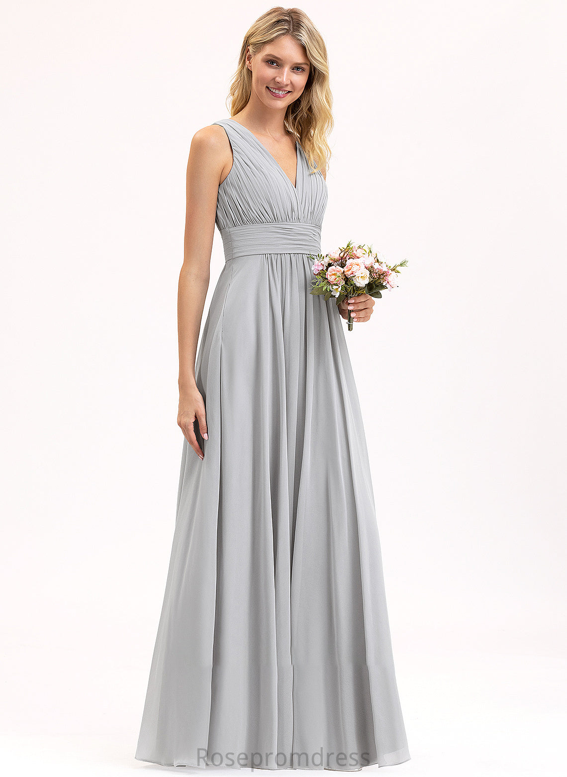 Fabric Length Neckline A-Line Bow(s) V-neck Floor-Length Pockets Silhouette Ruffle Embellishment Gianna Bridesmaid Dresses