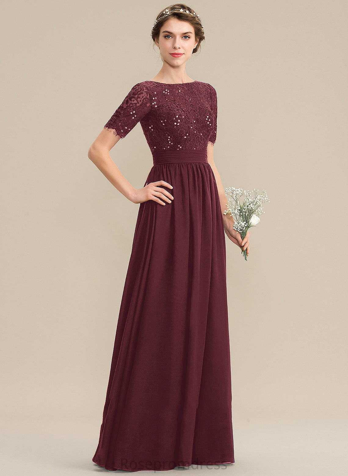 Floor-Length Fabric Embellishment Length Neckline Sequins Silhouette A-Line ScoopNeck Gwendoline Spaghetti Staps Floor Length Bridesmaid Dresses