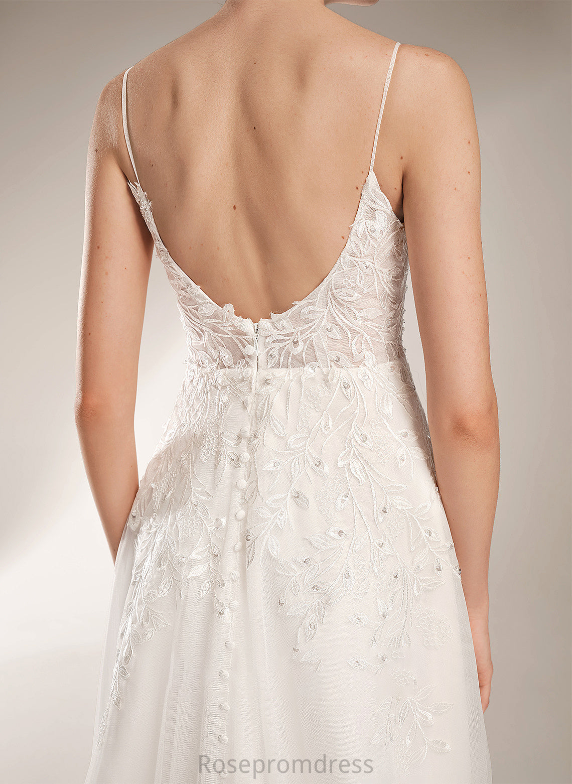 Annika Beading With A-Line Train Square Dress Wedding Dresses Sequins Wedding Court Neckline
