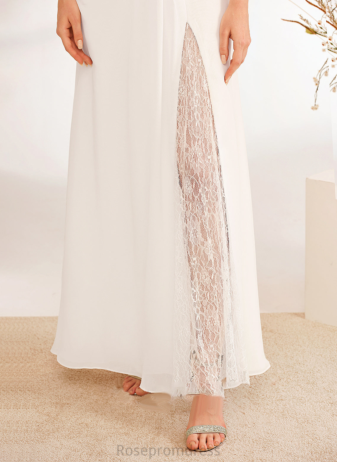 Lace Wedding Dresses With Desirae Bow(s) V-neck Dress Floor-Length Wedding A-Line