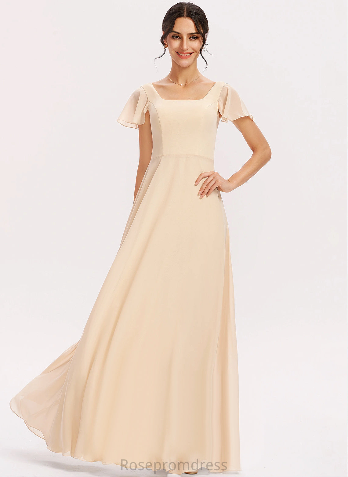 Fabric Length Floor-Length Silhouette Square Straps&Sleeves A-line Neckline Peggie Natural Waist Floor Length A-Line/Princess Bridesmaid Dresses