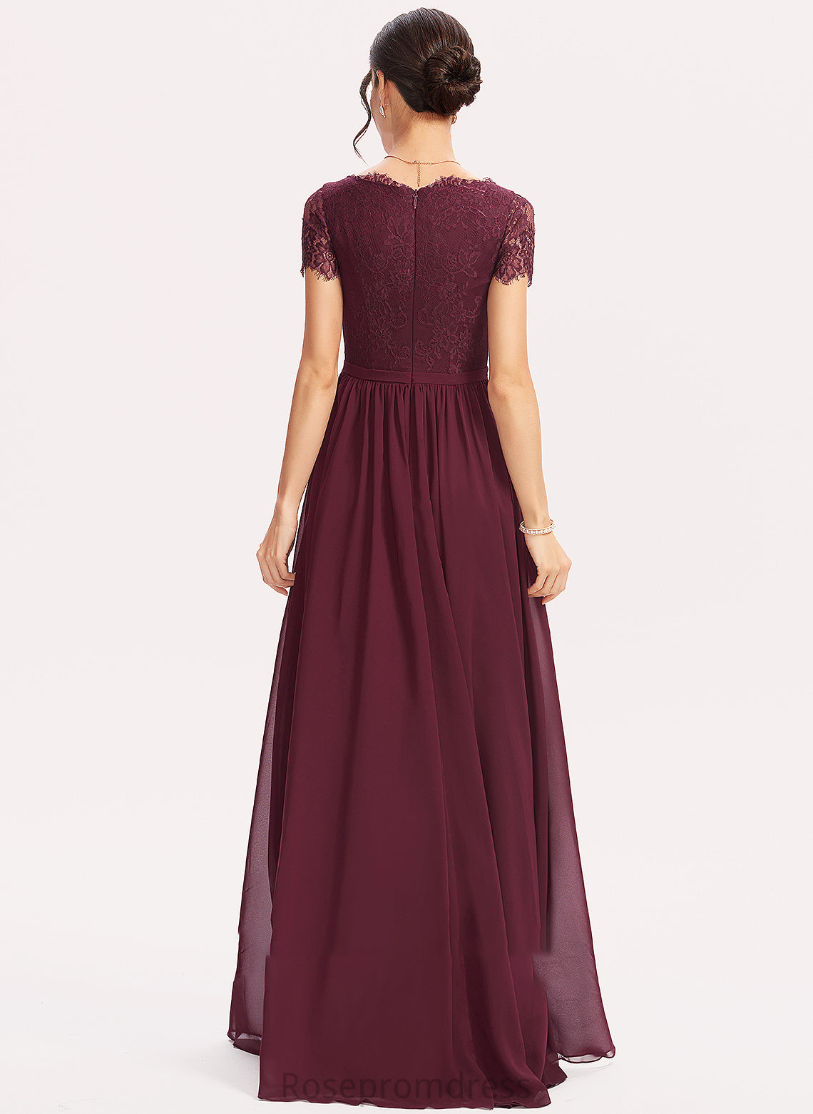 V-neck A-Line Lace Silhouette Fabric Length Floor-Length Neckline Embellishment Nan Bridesmaid Dresses