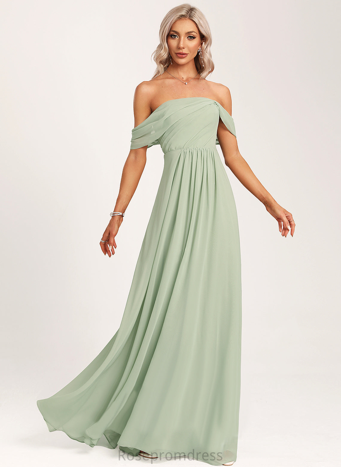 Fabric Floor-Length Ruffle Off-the-Shoulder Length Neckline Silhouette Embellishment A-Line Kit Velvet Trumpet/Mermaid Bridesmaid Dresses