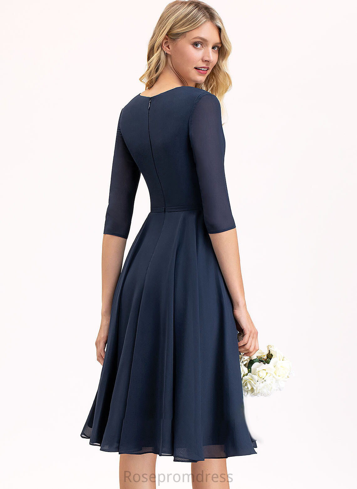 Silhouette Pockets Fabric Length A-Line V-neck Neckline Embellishment Knee-Length Alexis Bridesmaid Dresses