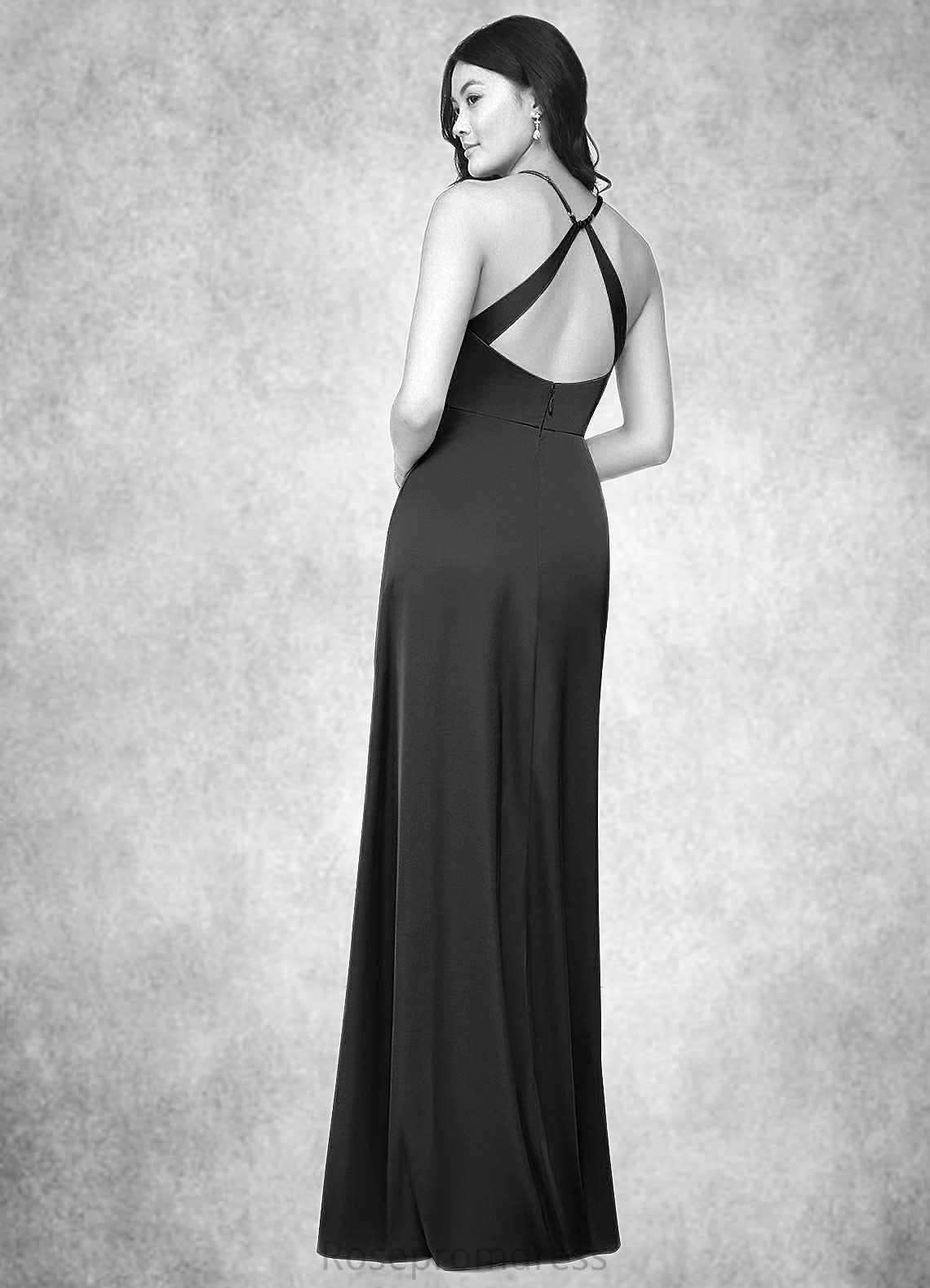 Riya Sheath Pleated Stretch Satin Floor-Length Dress SRSP0019639