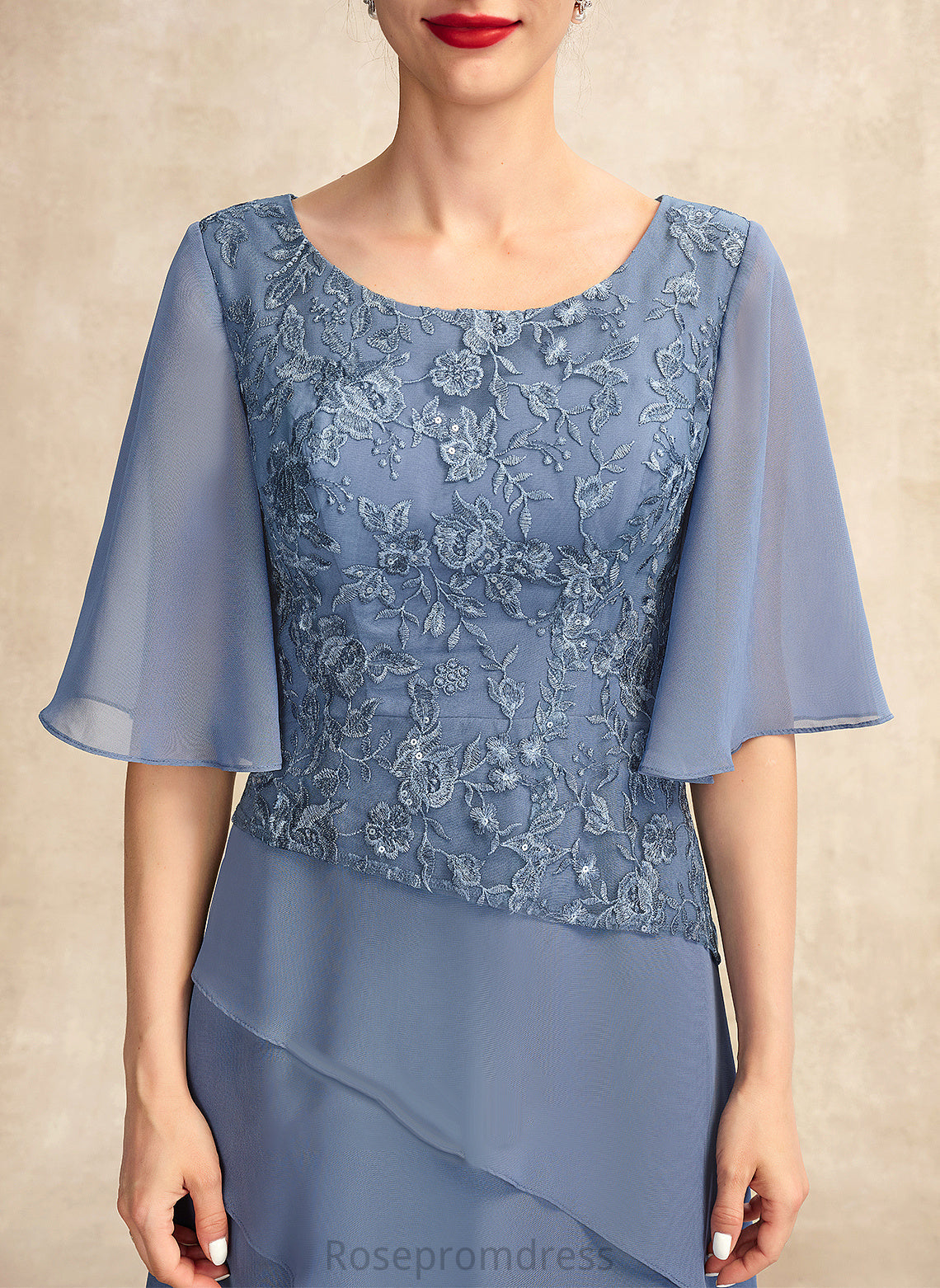 Dress Chiffon Bride the Cascading Neck Sequins A-Line Tiana With Ruffles Scoop Lace Mother of the Bride Dresses Floor-Length of Mother