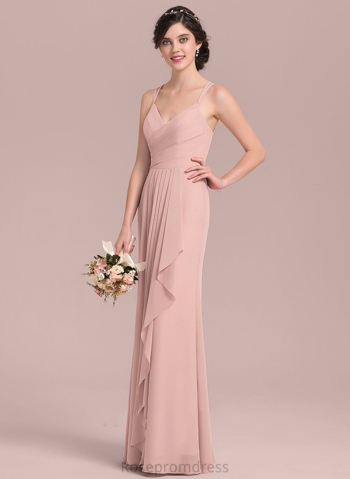 Fabric Floor-Length Length CascadingRuffles A-Line Silhouette Sweetheart Embellishment Neckline Saniyah Bridesmaid Dresses
