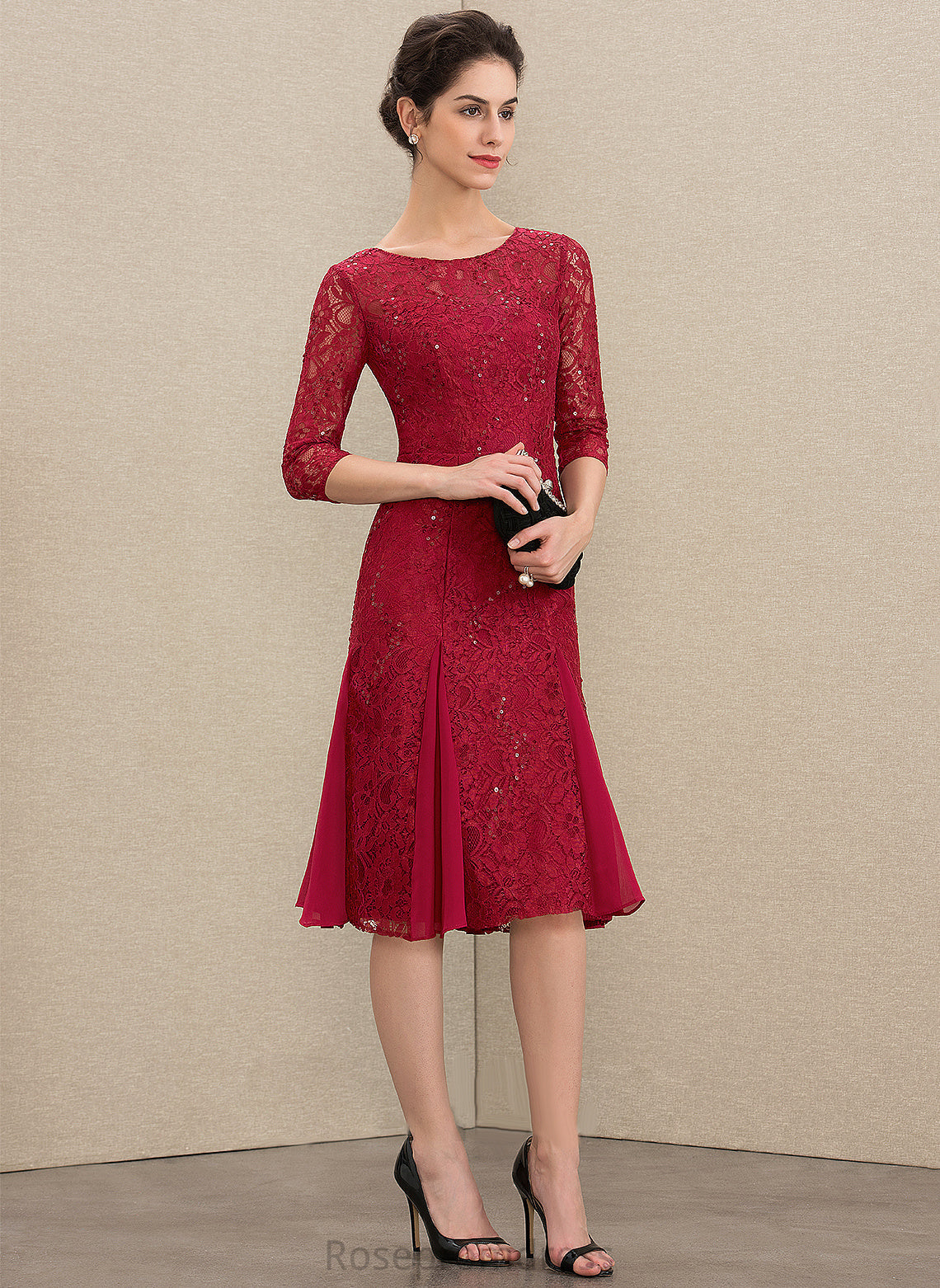 Lace Mother of the Bride Dresses Neck With Hannah of the Knee-Length Dress Sequins Mother A-Line Bride Scoop