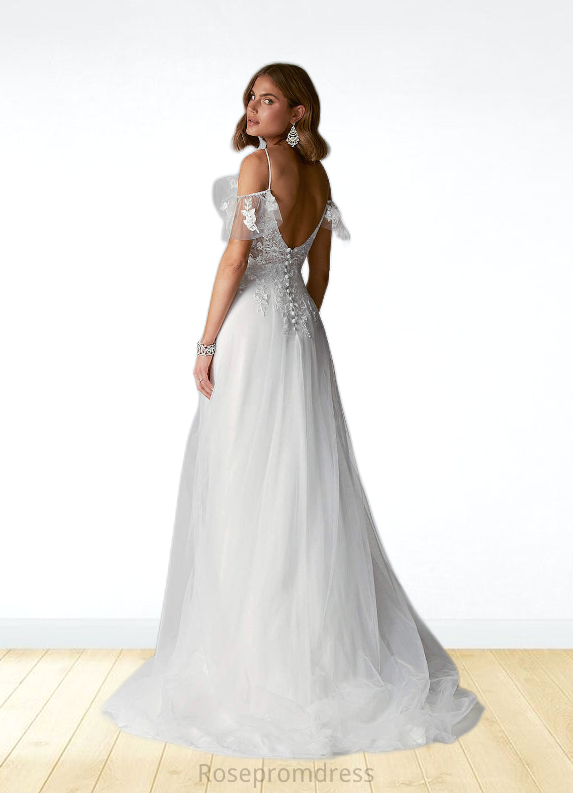 Adeline A-Line Sequins Tulle Chapel Train Dress SRSP0020054