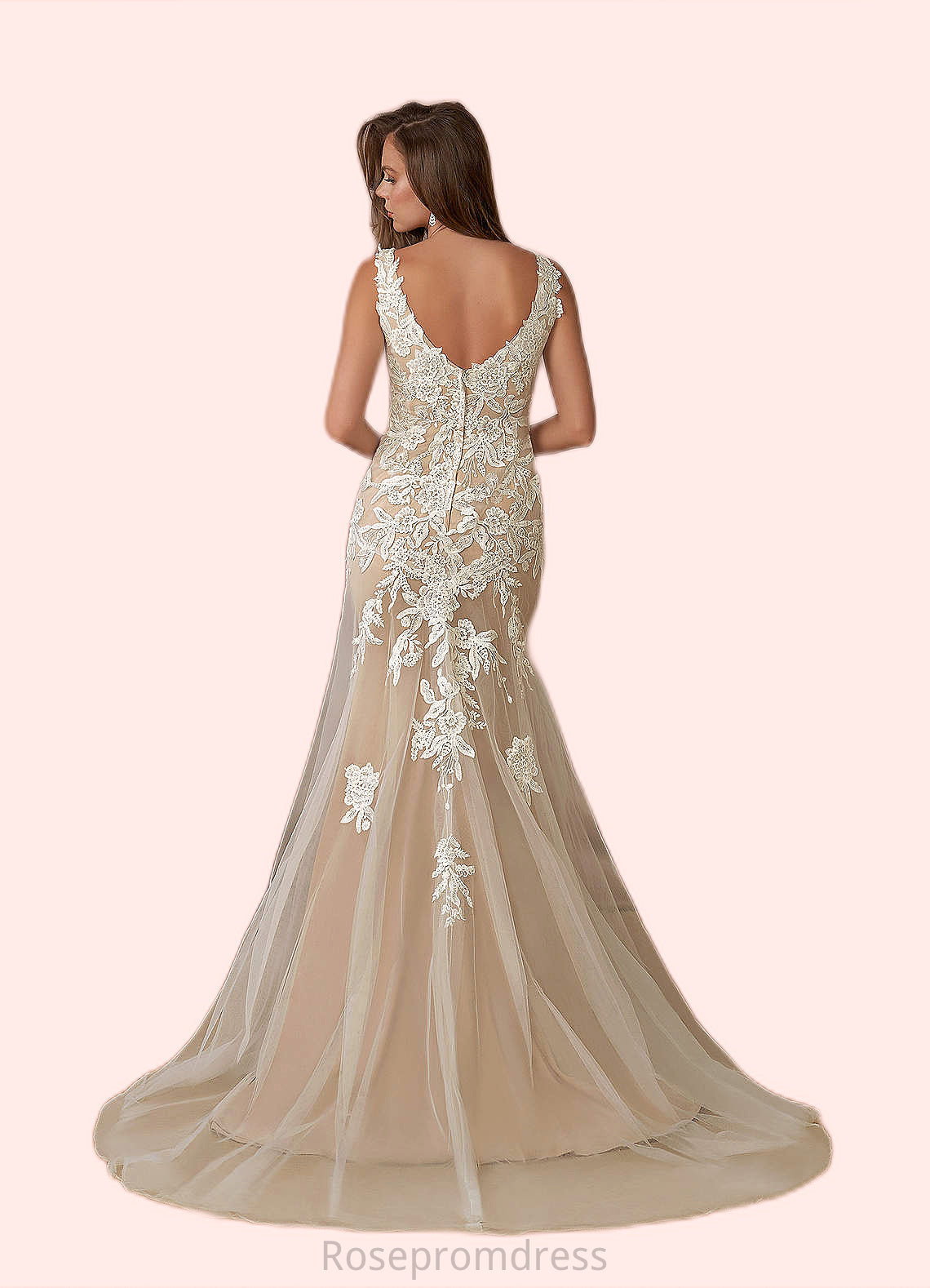 Stephanie A-Line Sequins Tulle Chapel Train Dress SRSP0020116