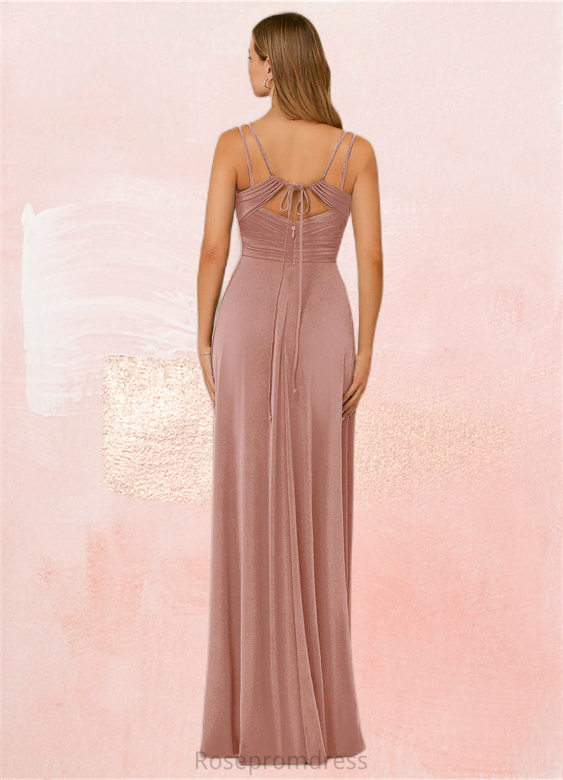 Marisol A-Line Pleated Luxe Knit Floor-Length Dress SRSP0019809