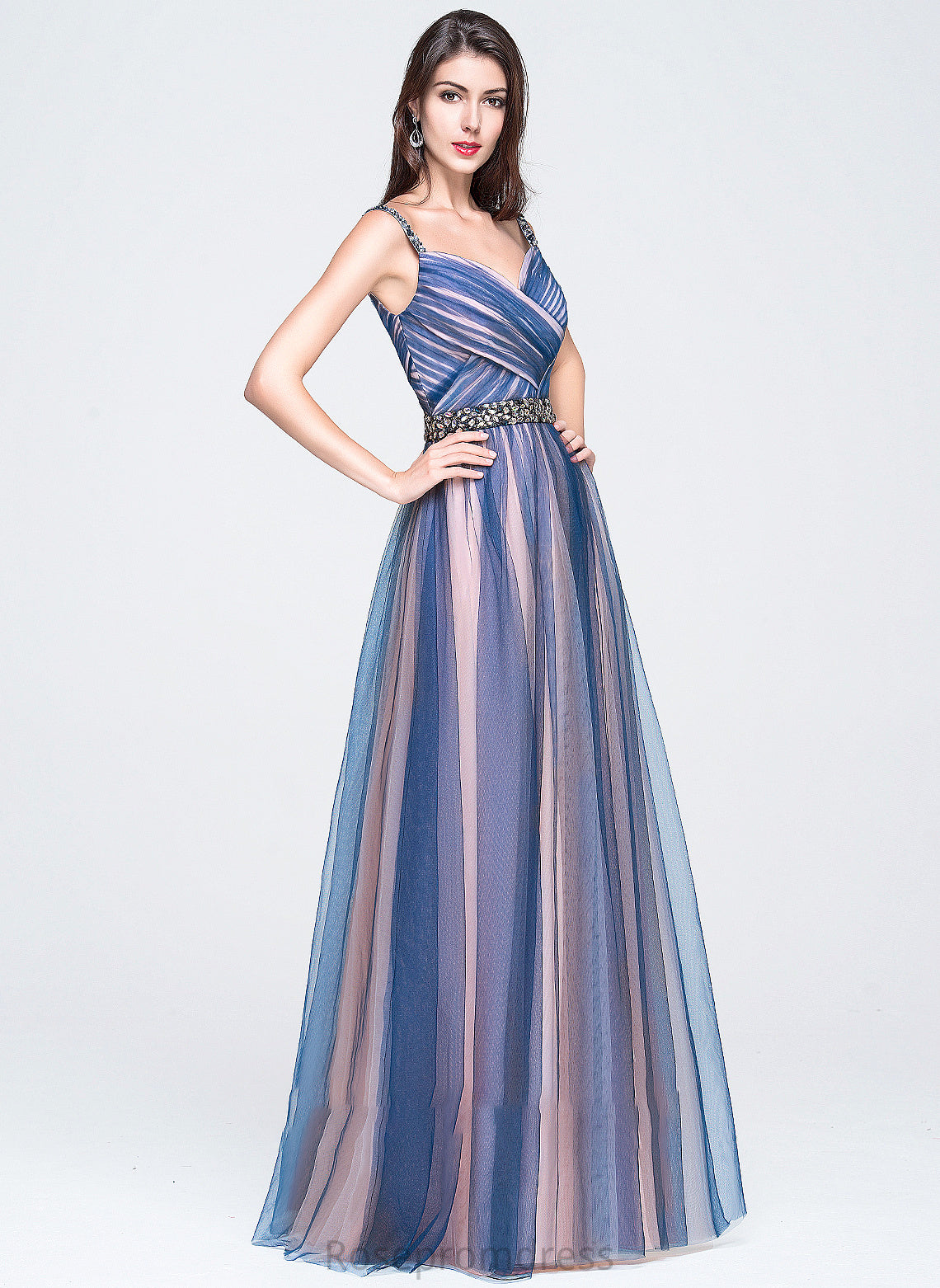Prom Dresses Sandy With Ball-Gown/Princess Beading Sweetheart Tulle Floor-Length Sequins Ruffle