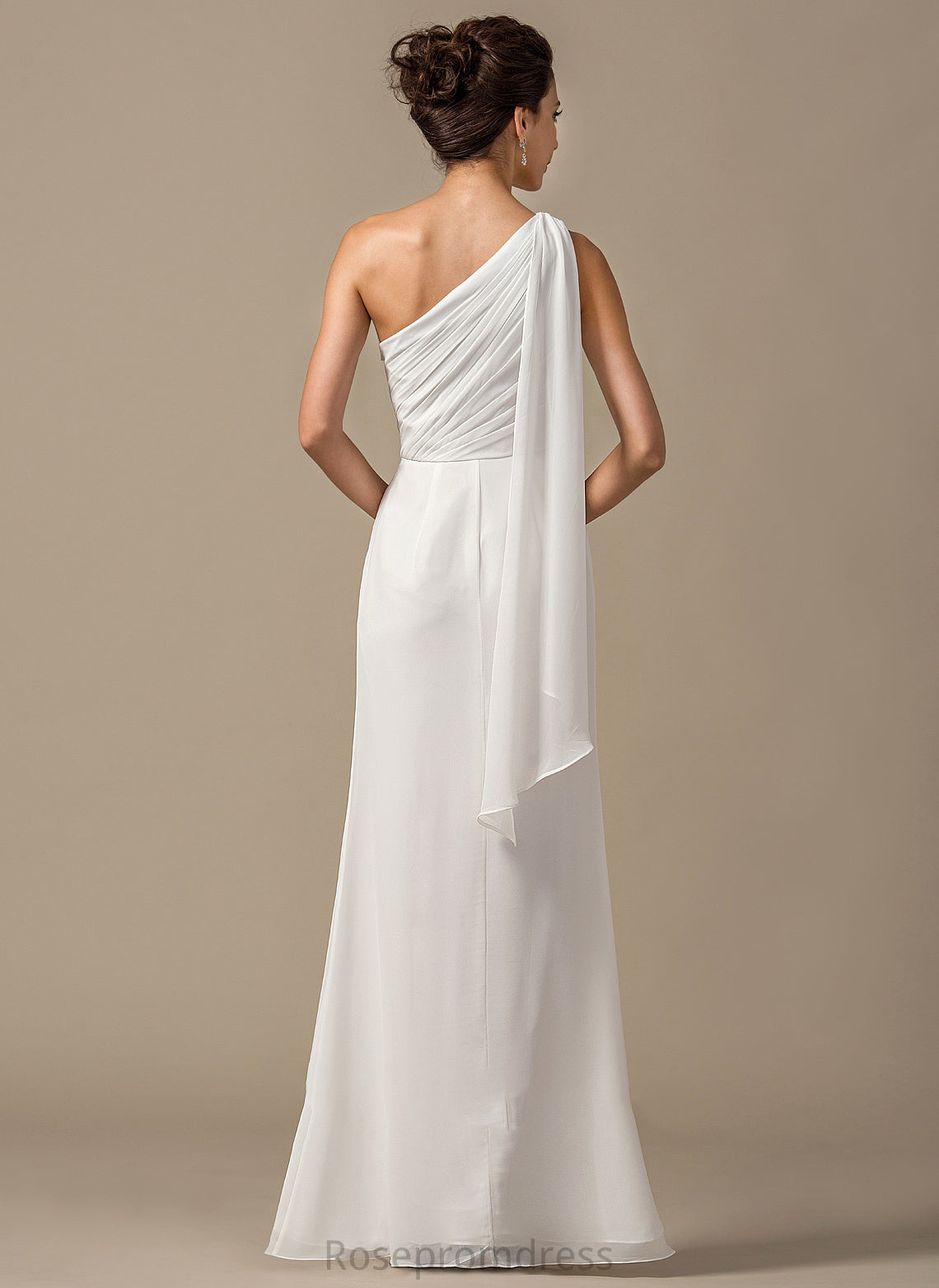 Floor-Length Ruffle Length Embellishment Fabric Neckline Sheath/Column One-Shoulder Silhouette Hillary Bridesmaid Dresses