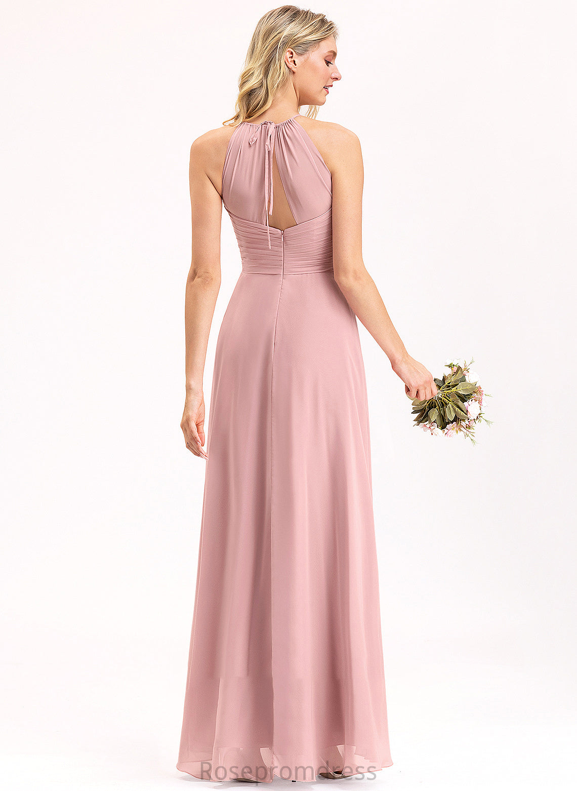 Bow(s) Neckline CascadingRuffles Floor-Length Fabric Silhouette ScoopNeck A-Line Embellishment Length Raegan Bridesmaid Dresses
