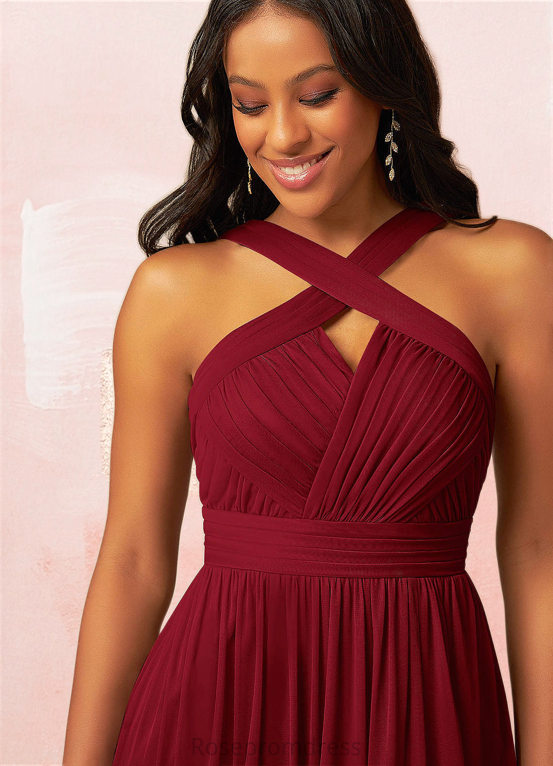Ayana A-Line Pleated Mesh Floor-Length Dress SRSP0019715