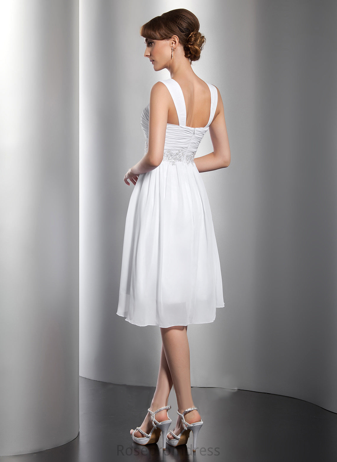 Lace Square Ruffle A-Line Neckline With Chiffon Beading Homecoming Knee-Length Dress Appliques Makenna Homecoming Dresses