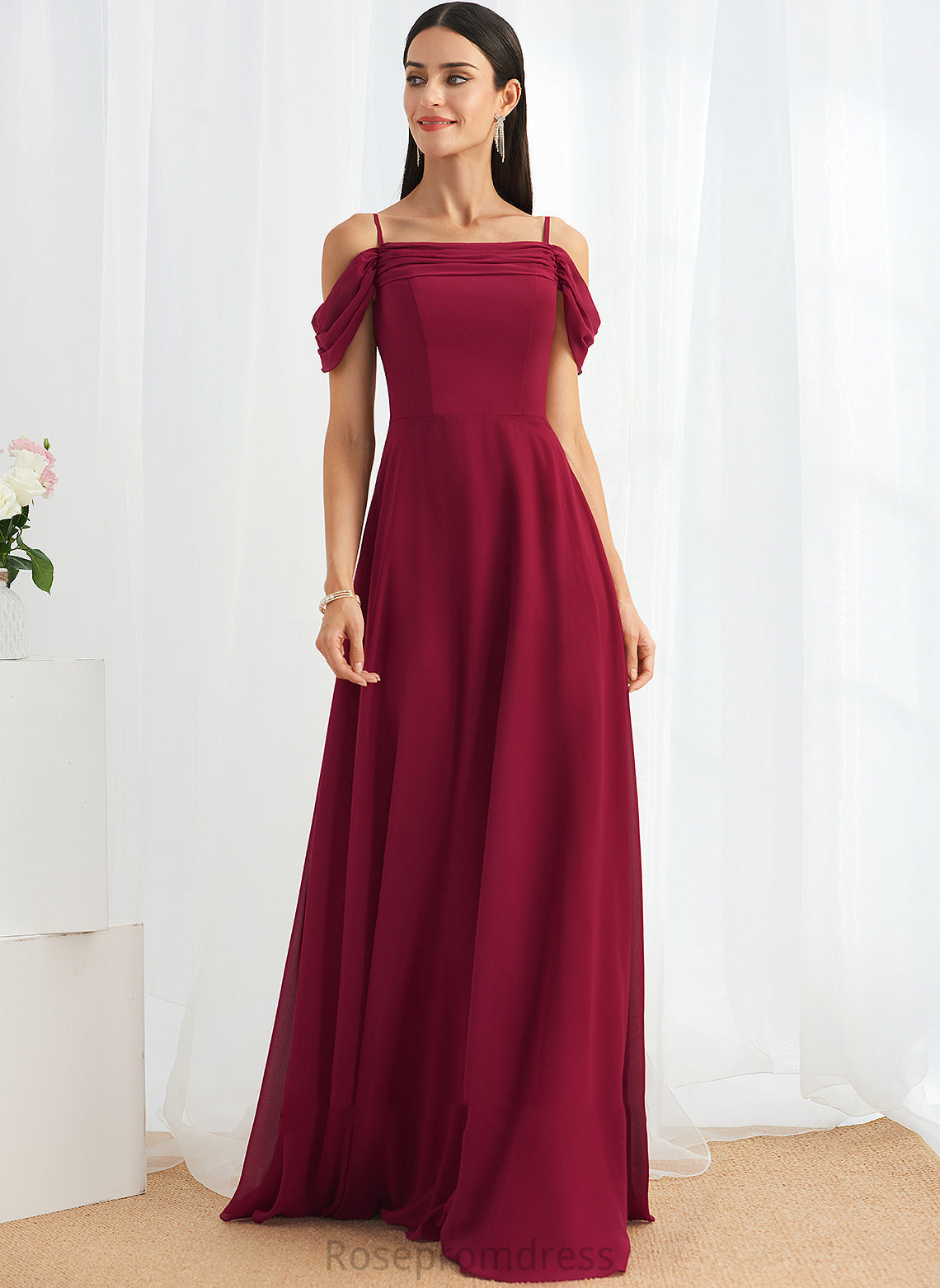 Bow(s) A-Line Neckline Embellishment Length Fabric Floor-Length SquareNeckline Silhouette Cali Natural Waist Straps Bridesmaid Dresses