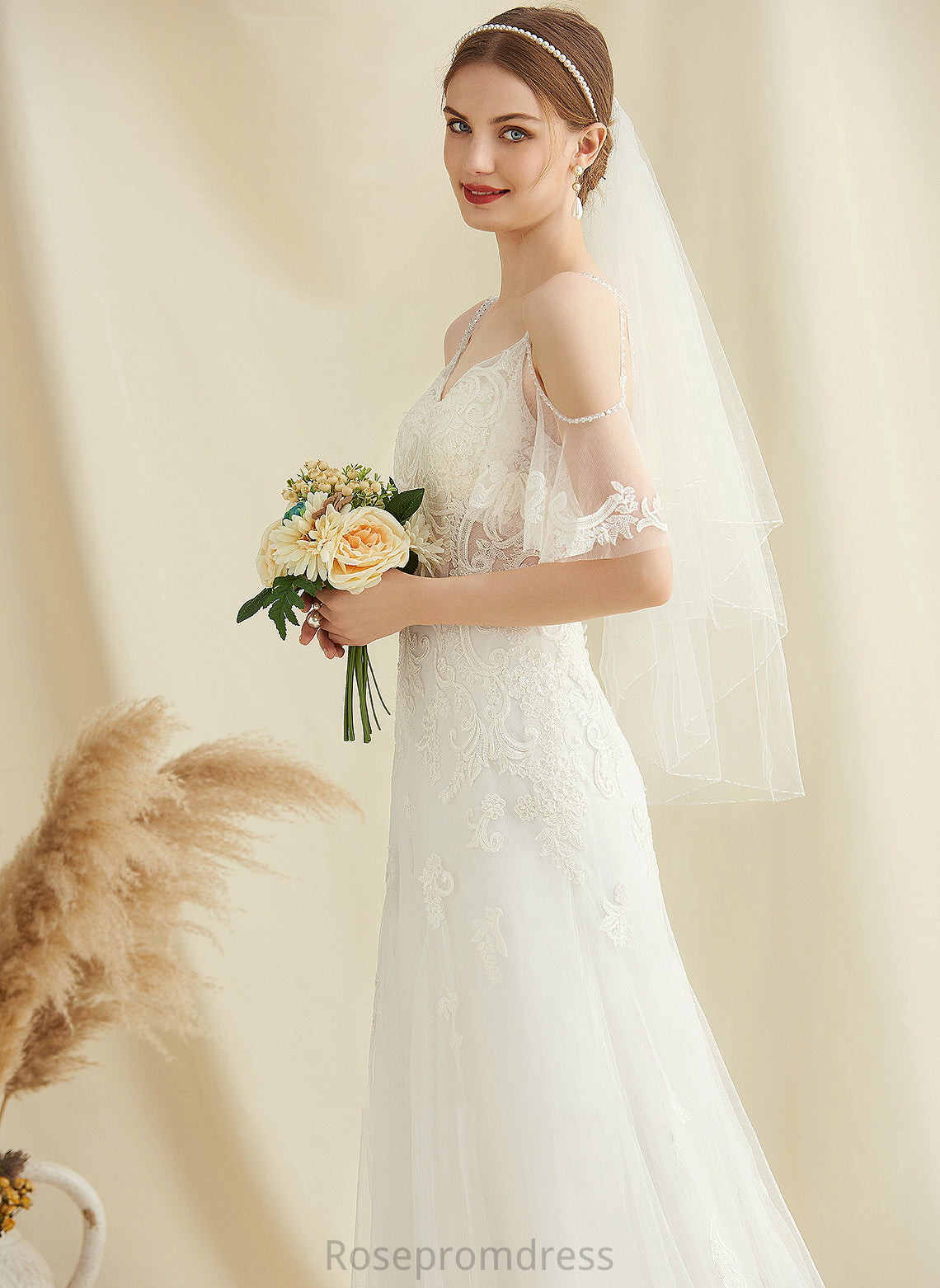 A-Line Lace Beading Kierra Wedding Wedding Dresses With Tulle Dress Train Sweep