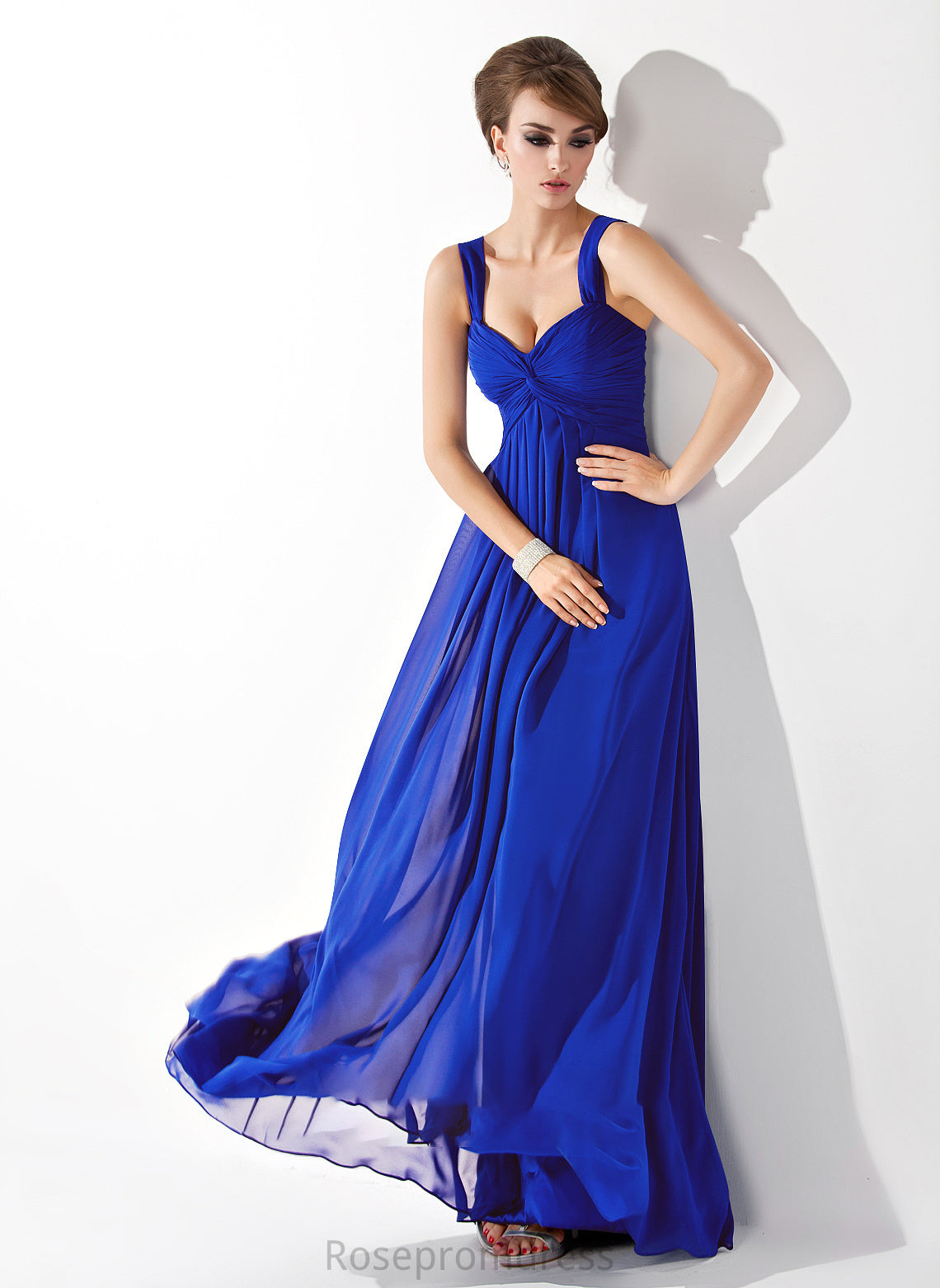 Ruffle Sweetheart Silhouette Fabric Embellishment Floor-Length Empire Neckline Length Makaila Bridesmaid Dresses