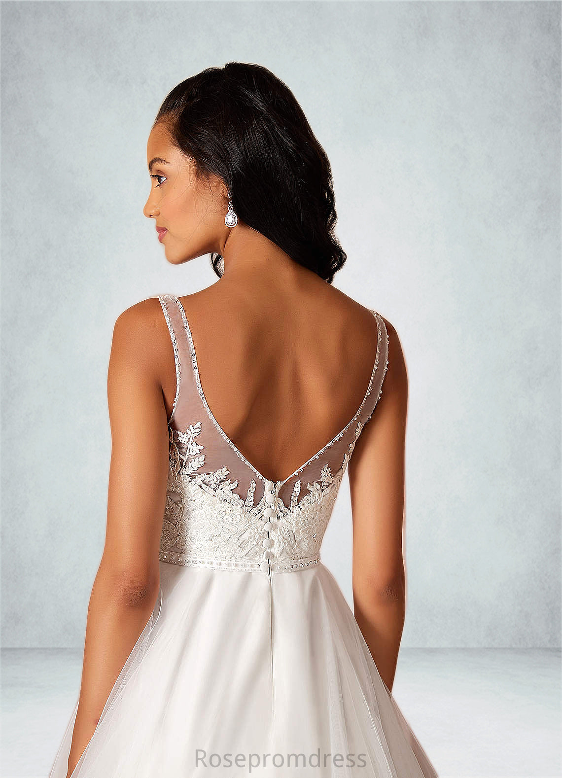 Tiara A-Line Sequins Tulle Chapel Train Dress SRSP0020100