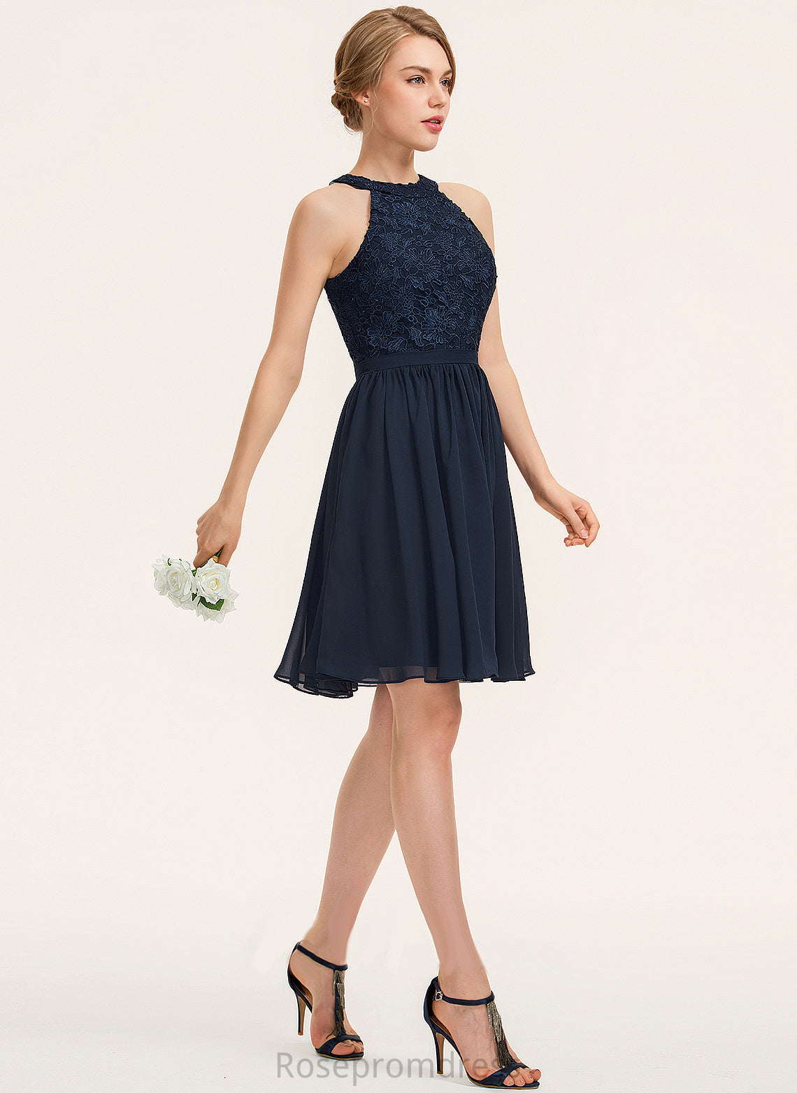 Ruffle ScoopNeck Silhouette Length Embellishment Neckline Fabric Knee-Length A-Line Lucy Natural Waist Floor Length Bridesmaid Dresses