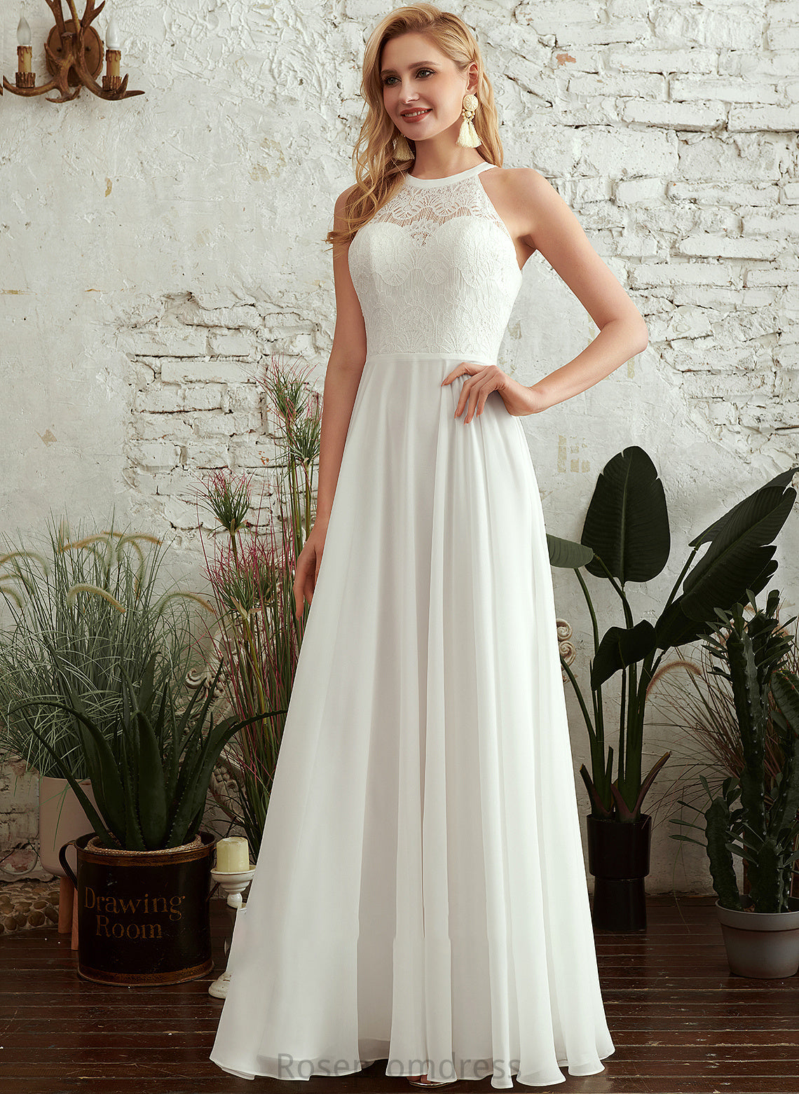 A-Line Scoop Kaylynn Wedding Dresses Wedding Neck Dress Floor-Length